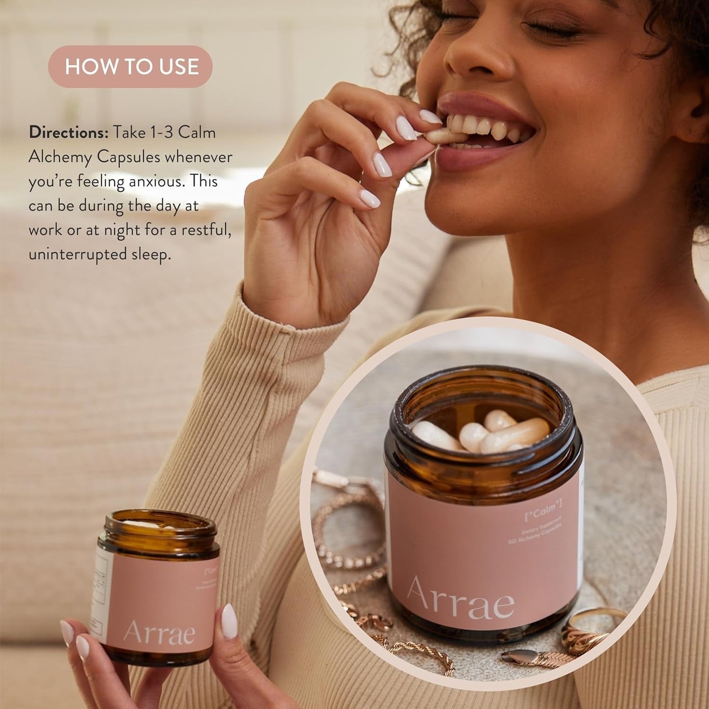 Arrae Calm Cortisol Manager - 60 Stress & Panic Relief Capsules