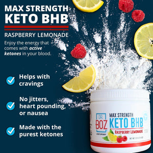 Dr. Boz - Keto BHB Powder - Increase Energy & Reduce Cravings 9.6Oz/20 Servings (Raspberry Lemonade)