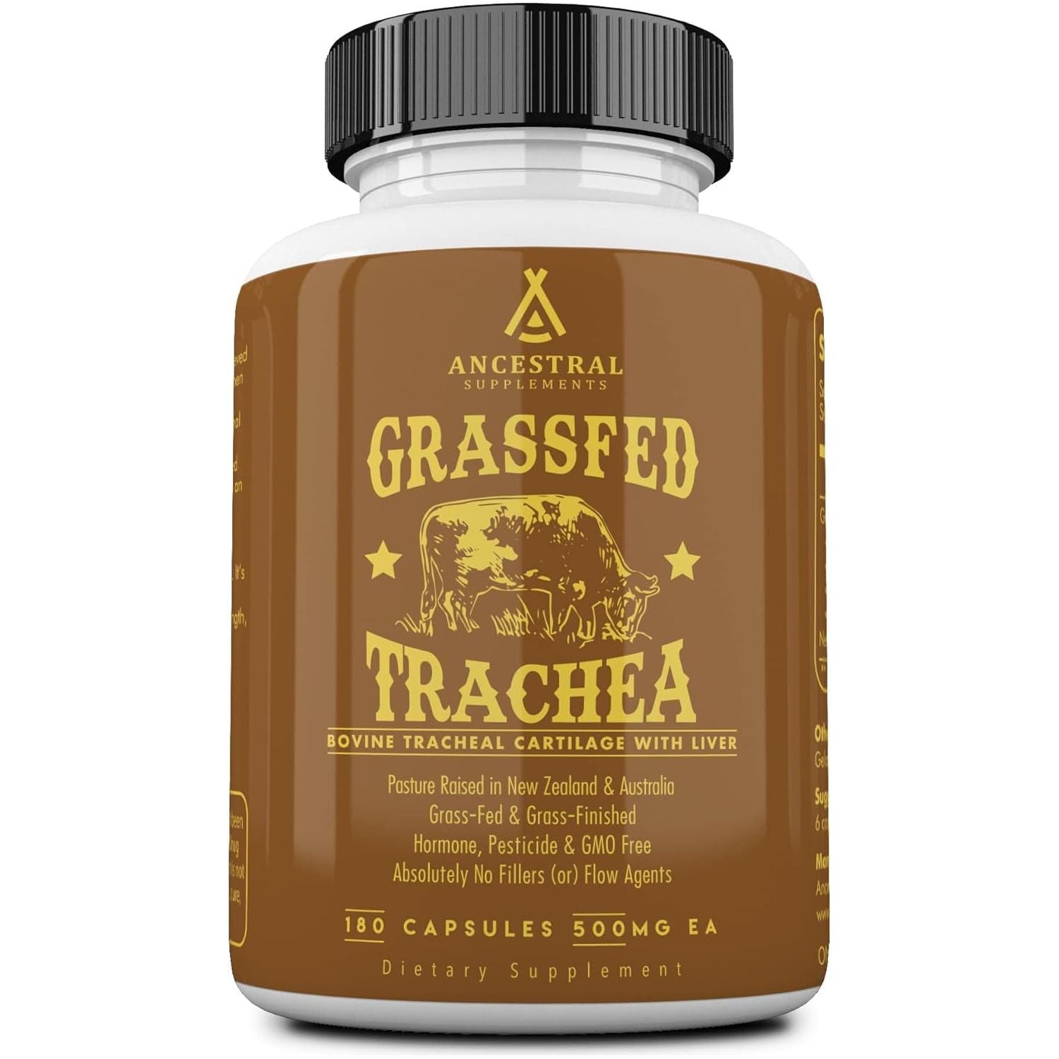 Ancestral Supplements Grass Fed Beef Tracheal Cartilage Supplement with Liver, 3000Mg for Immune Health and Joint Support 180 Capsules