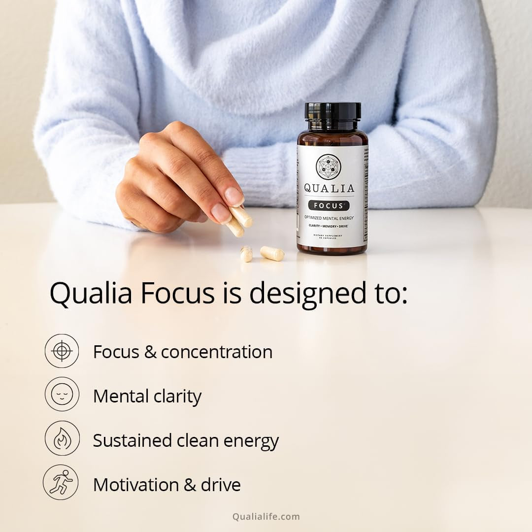Qualia FOCUS Brain Booster Supplement to Deliver Sustained Mental Energy, Alertness, Concentration & Memory 1 Month Supply