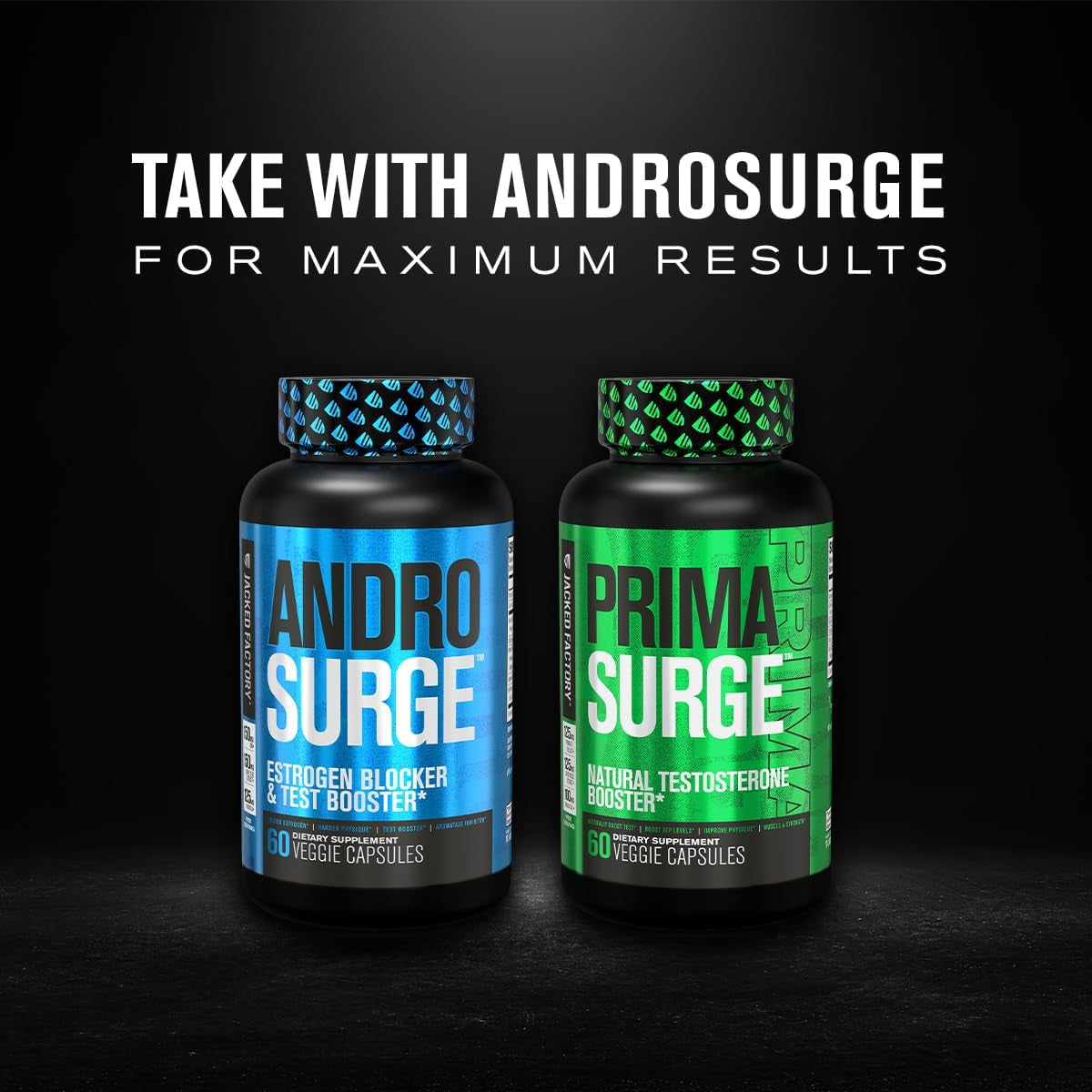 Jacked Factory Testosterone Booster for Men PRIMASURGE - W/Tongkat Ali, Primavie, Ashwagandha 60 Veggie Pills