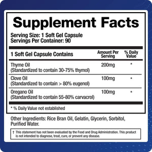 Biomatrix Oil Blend of Thyme, Oregano, Clove, Digestive Supplement for Men and Women, GI Repair Softgels | Microb-Defend (90 Capsules)