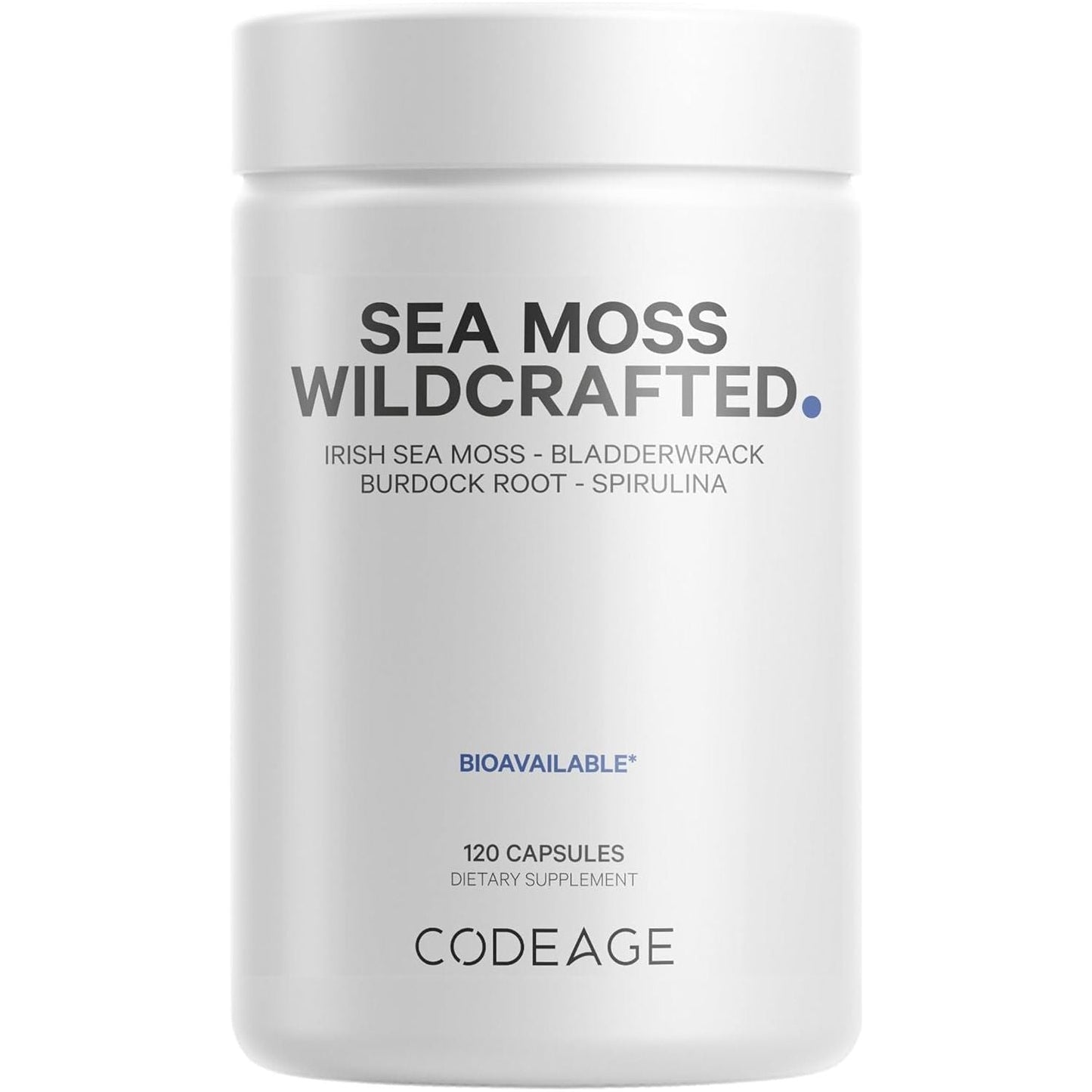 Codeage Raw Wildcrafted Irish Sea Moss Supplement, 120 Capsules