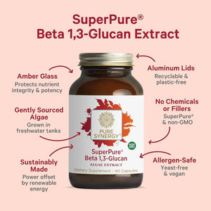 PURE SYNERGY Superpure Beta 1,3-Glucan Extract 500 Mg Supports Immune Health & Digestion (60 Capsules)