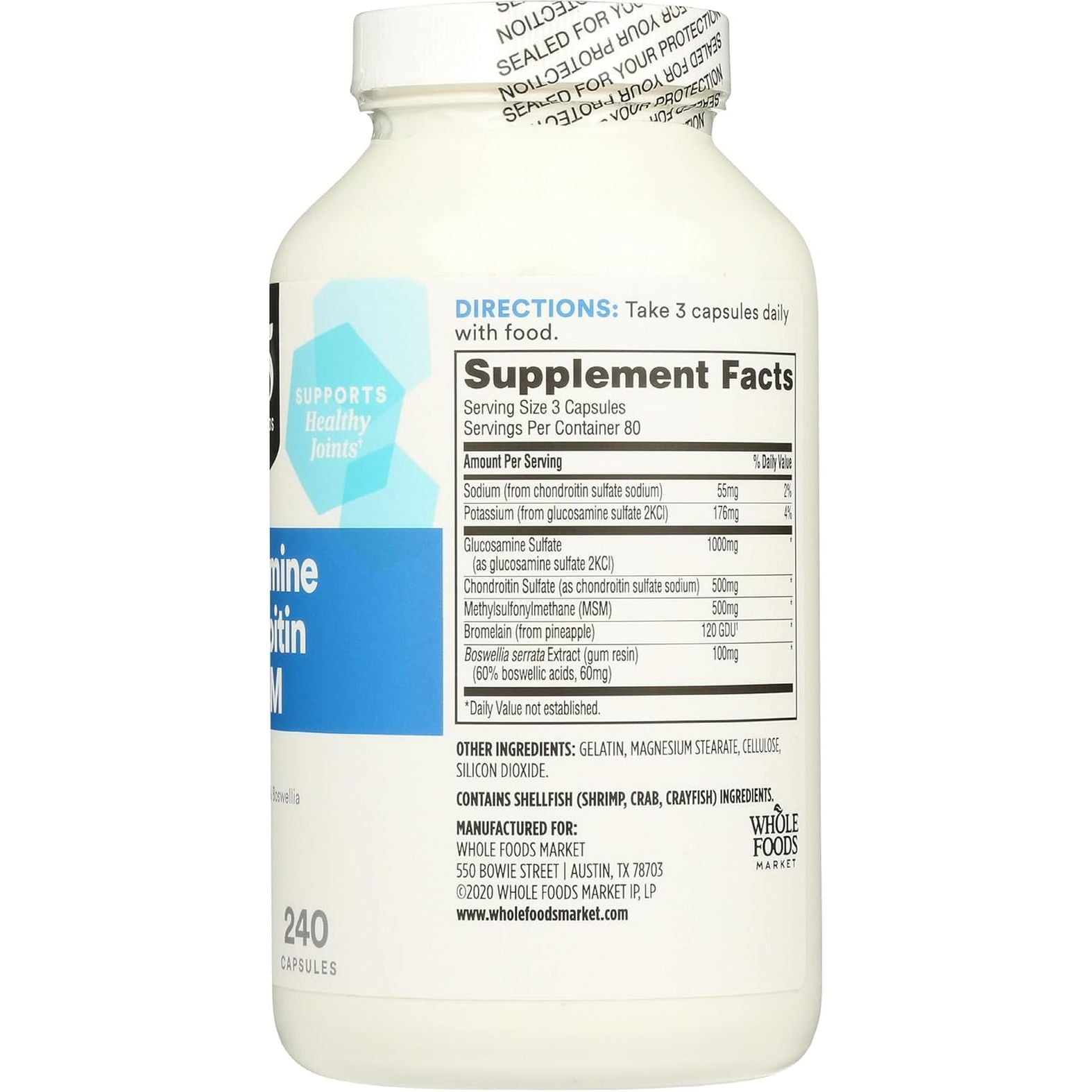 365 by Whole Foods Market, Glucosamine Chondroitin and MSM, 240 Capsules
