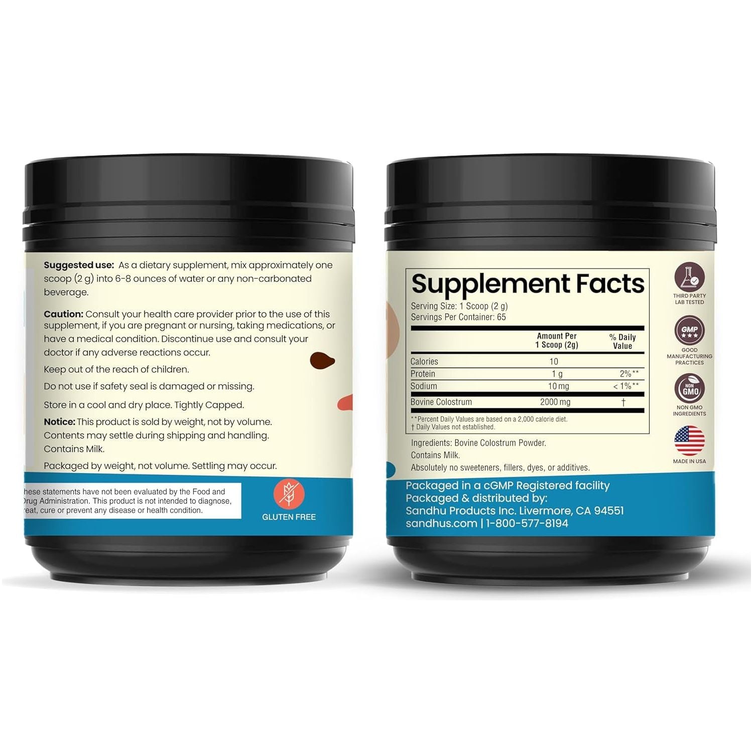 Grass Fed Bovine Colostrum Powder for Humans, Adults | Immunity & Muscle Recovery Support 65 Servings