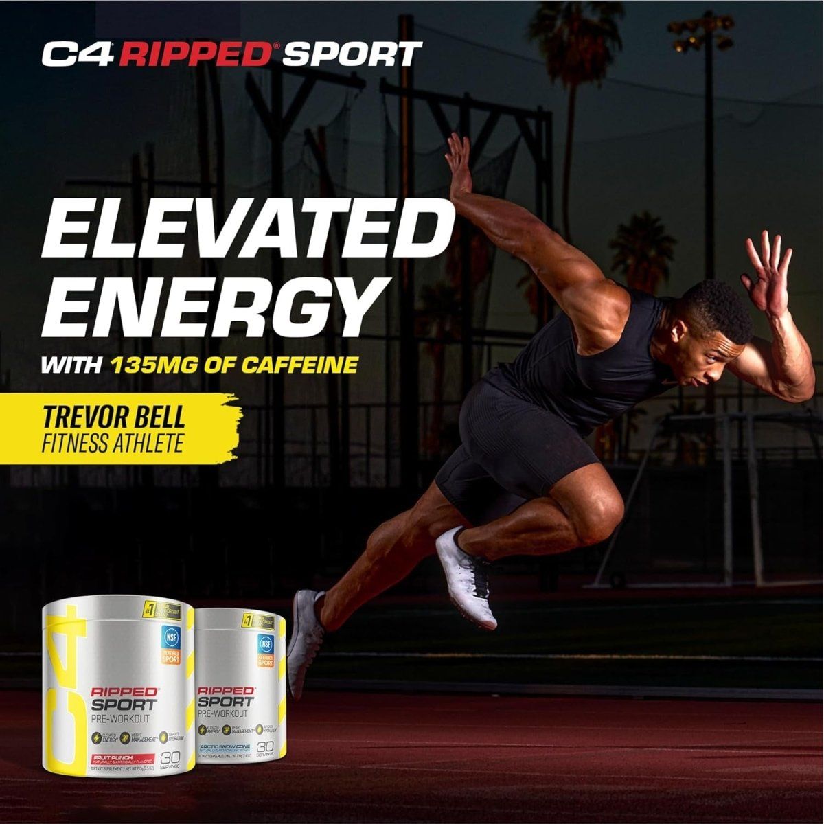 C4 Ripped Sport Pre Workout Powder Arctic Snow Cone - Sugar Free - 135Mg Caffeine 30 Servings - Suppviv