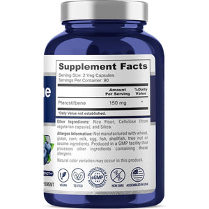 Nusapure Pterostilbene 150Mg 180 Veggie Caps (Non-Gmo, Vegan)