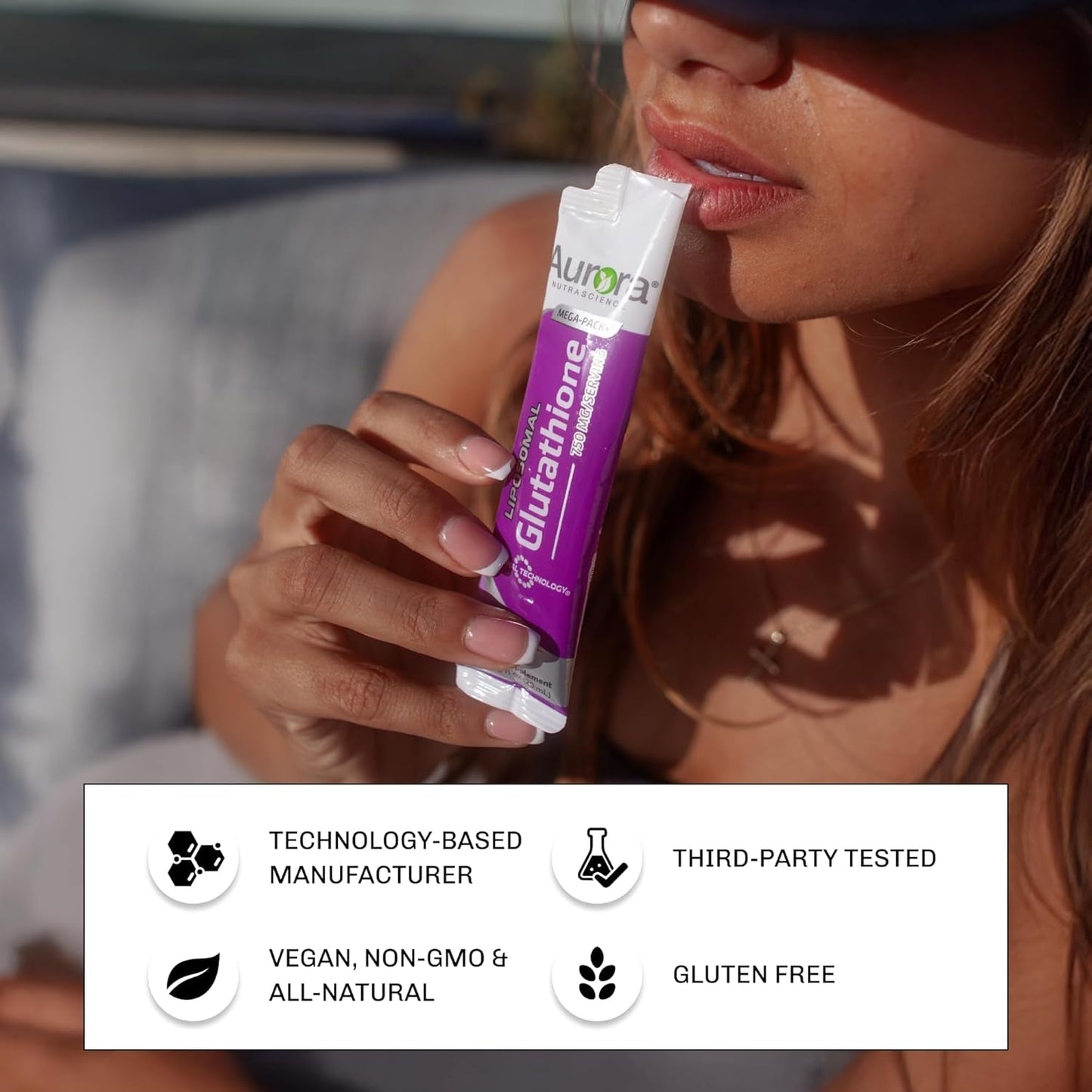 Aurora Nutrascience Mega-Liposomal Liquid Glutathione, Immune System Support, Antioxidant, 750 Mg, 32 Packets