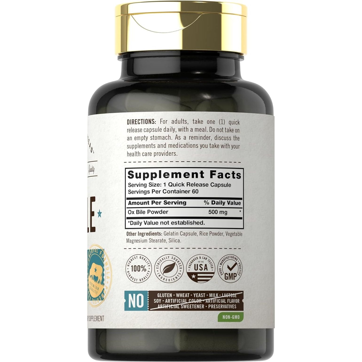 Carlyle Ox Bile Supplement | 500Mg | 60 Capsules | Digestive Enzyme by Herbage Farmstead