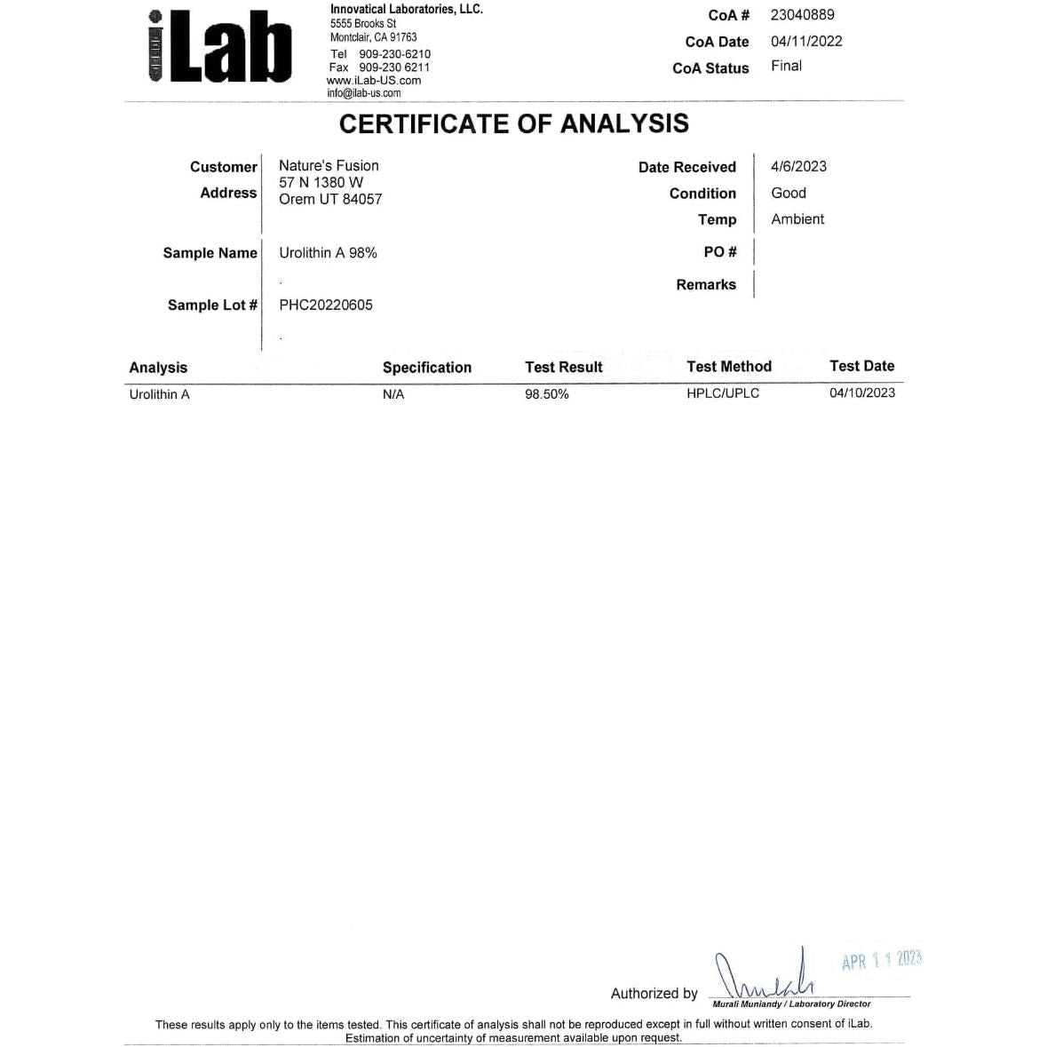 Nature'S Fusions Nutri Urolithin a Supplement 500Mg - Antioxidant, Cell Repair - 30 Capsules