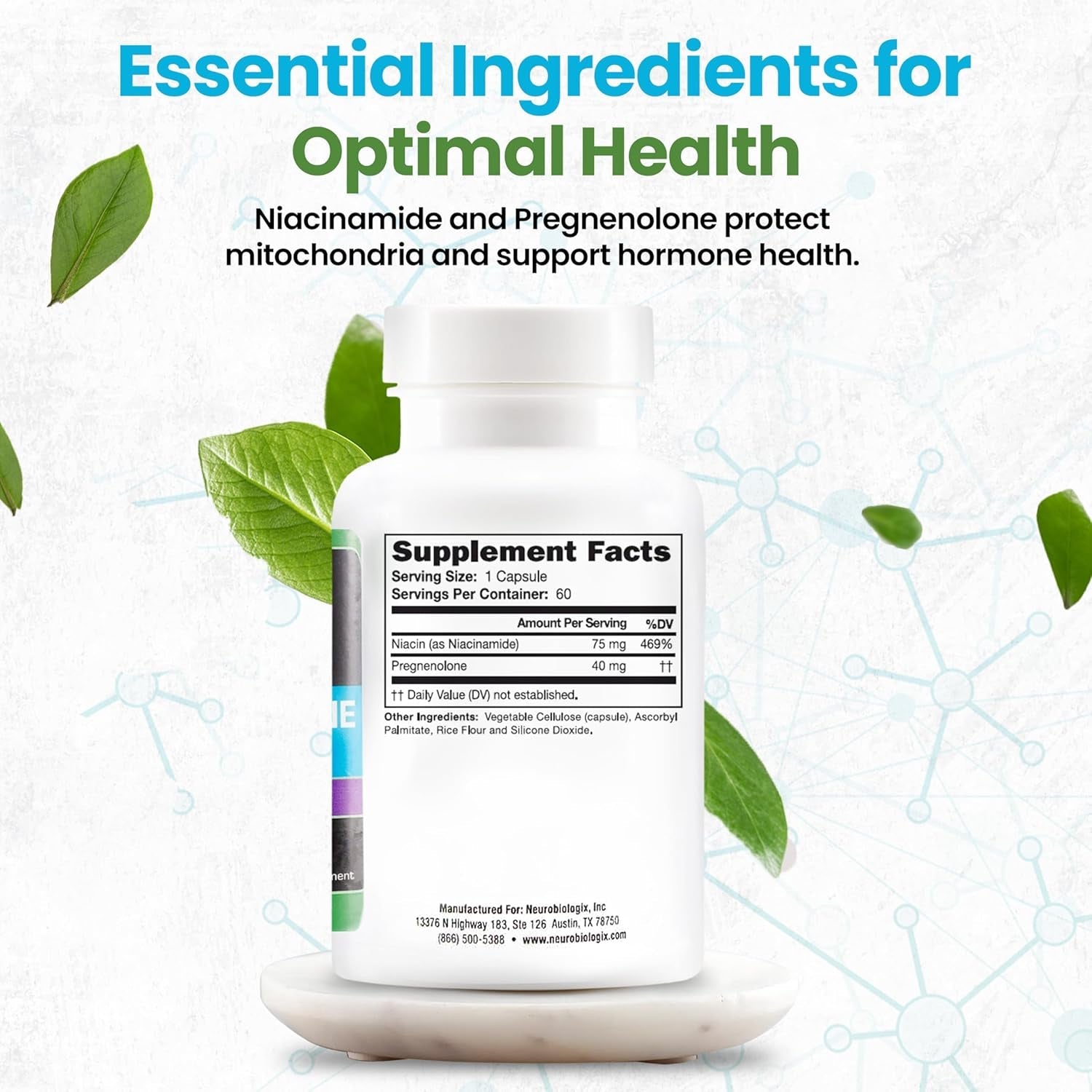 Pregnenolone plus Supplement for Women to Support Energy, Mood & Mental Clarity 60 Capsules