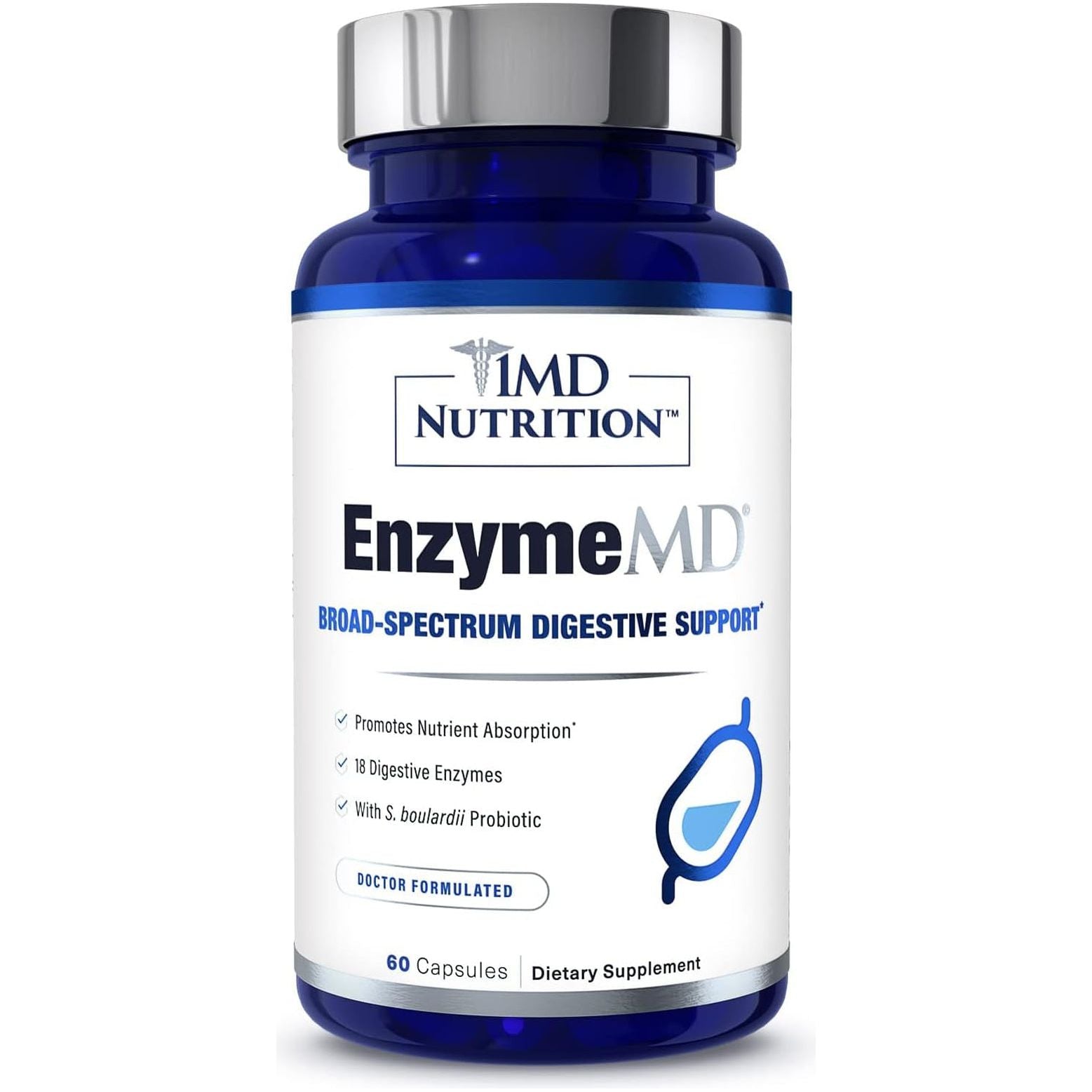 1MD Nutrition Enzymemd - Digestive Enzymes Supplement - Gas & Bloating Support | 60 Capsules