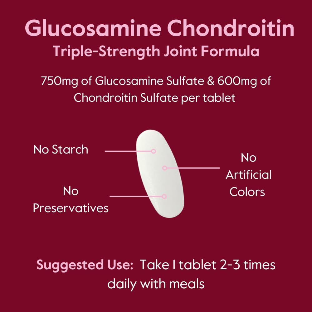 BESTVITE Glucosamine & Chondroitin Sulfate 750/600 Triple Strength (250 Tablets) - Joint Support