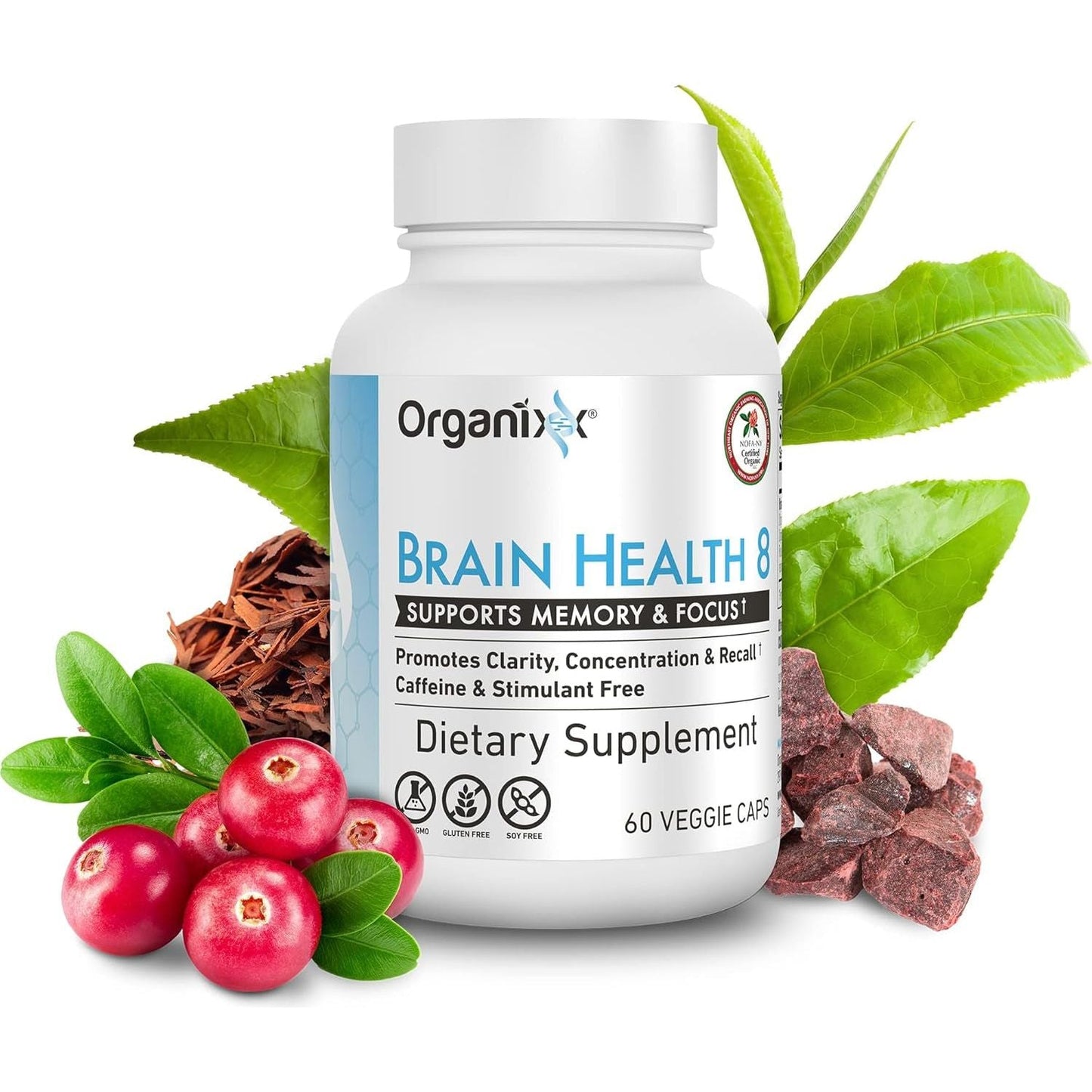 Organixx Powerful Brain Supplement to Support Brain Function, Clarity, Memory, Focus 60 Capsules