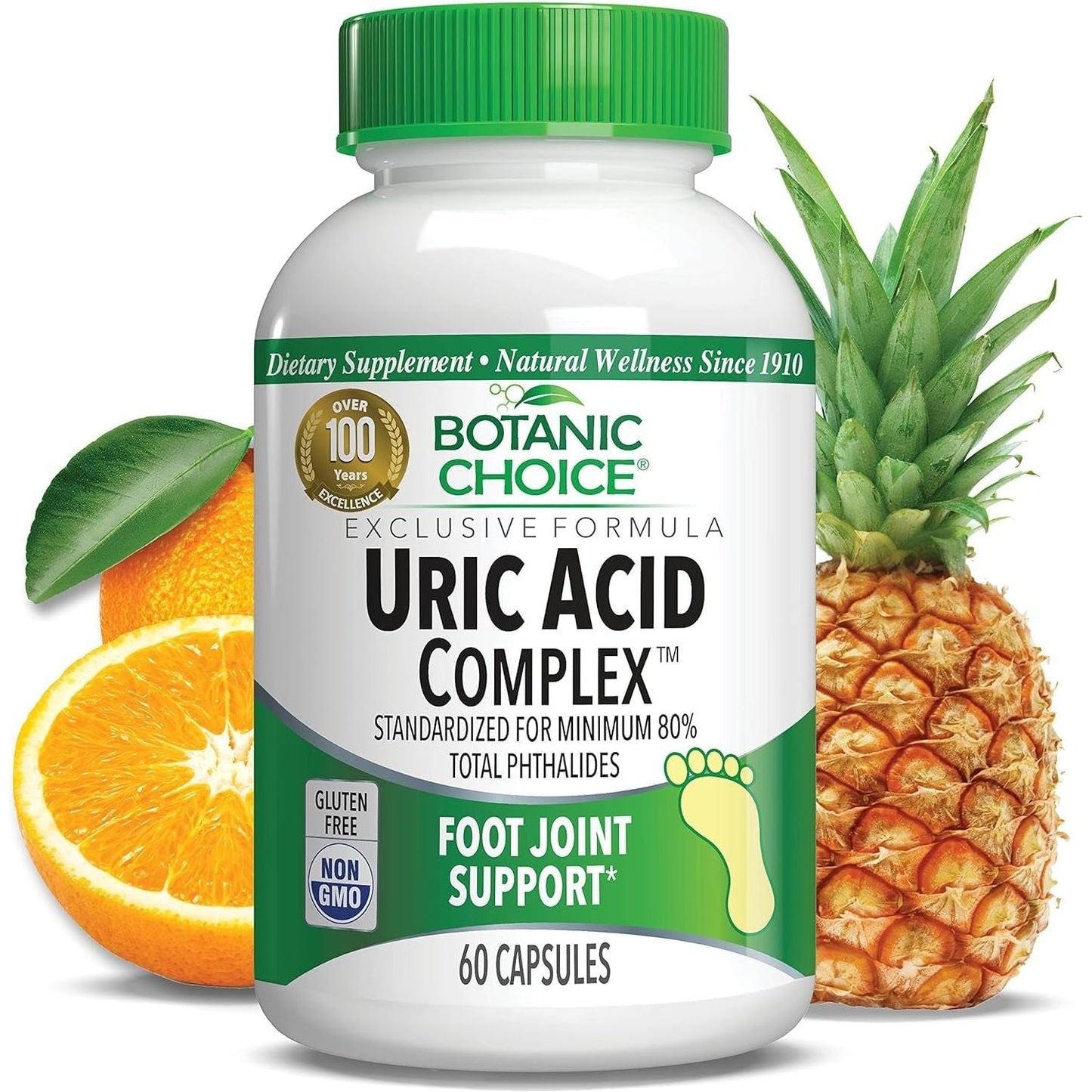 Botanic Choice Uric Acid Complex Supplement - Foot Joint Support 60 Caps