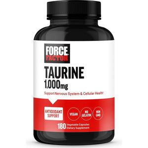 FORCE FACTOR Taurine Supplement 500Mg to Support Nervous System and Cellular Health 180 Vegetable Capsules
