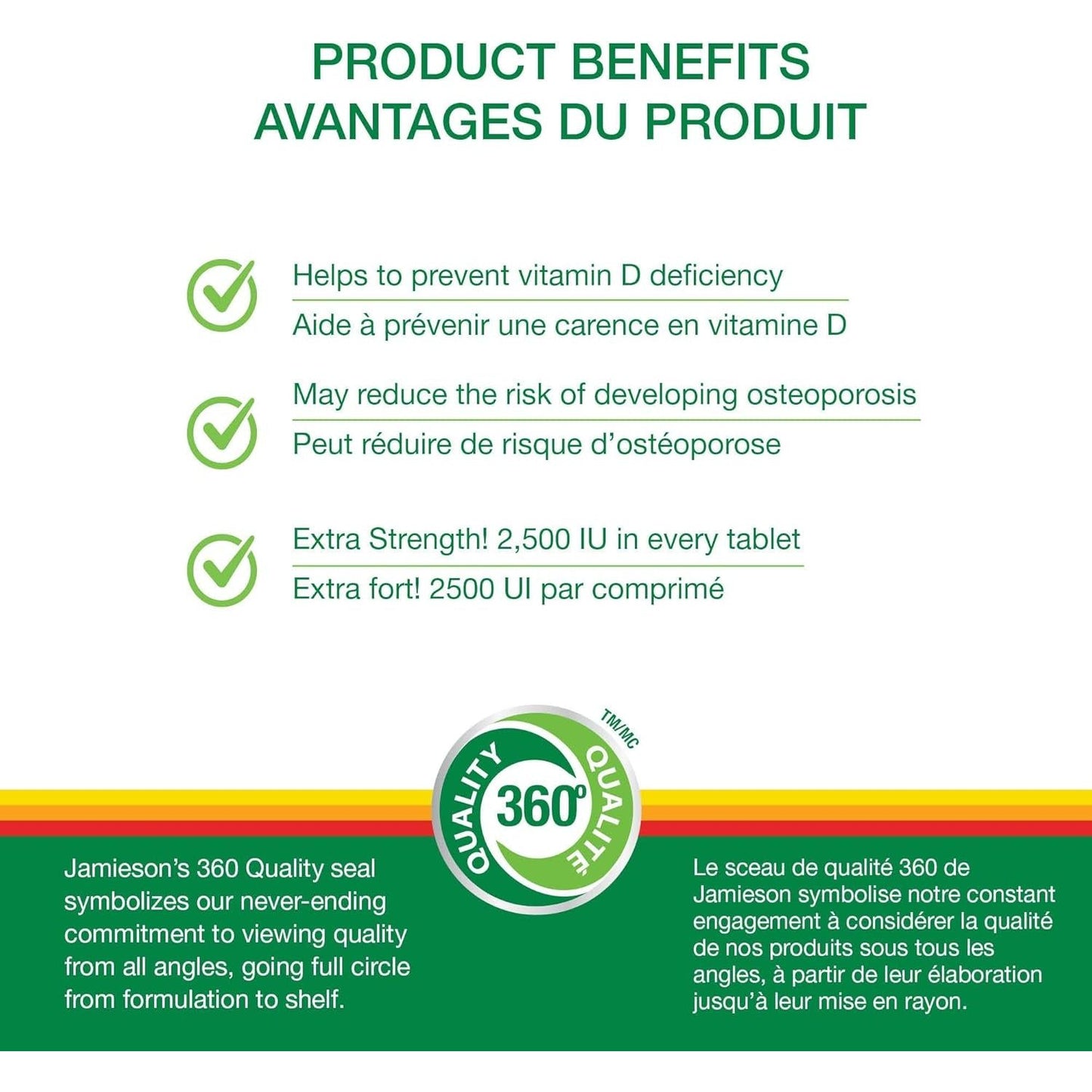 Jamieson Vitamin D 2500IU NEW 180 Tablets