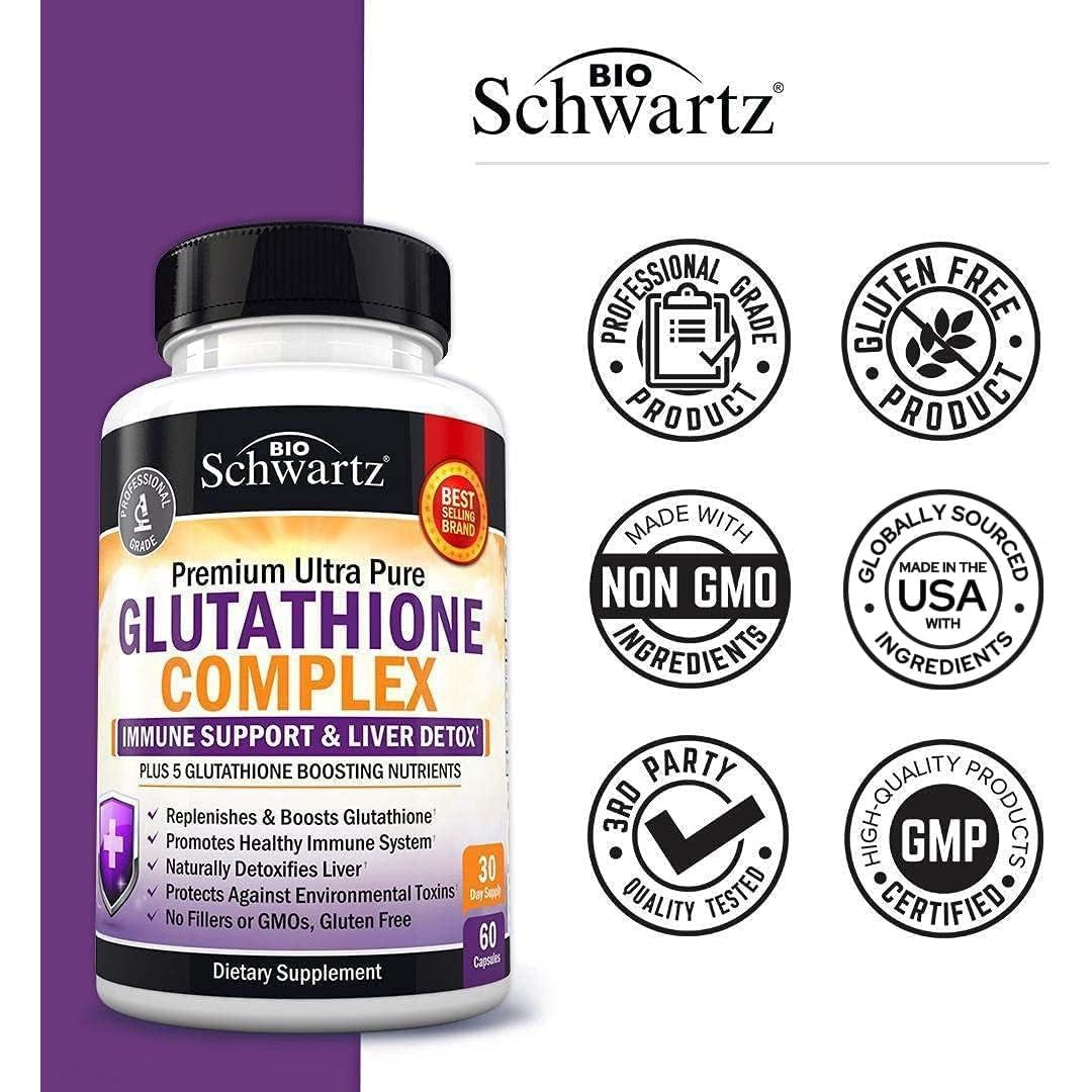 Glutathione Supplement Liver Detox - Natural Immunity Defense Health Formula and Cleanse 500Mg 60Ct