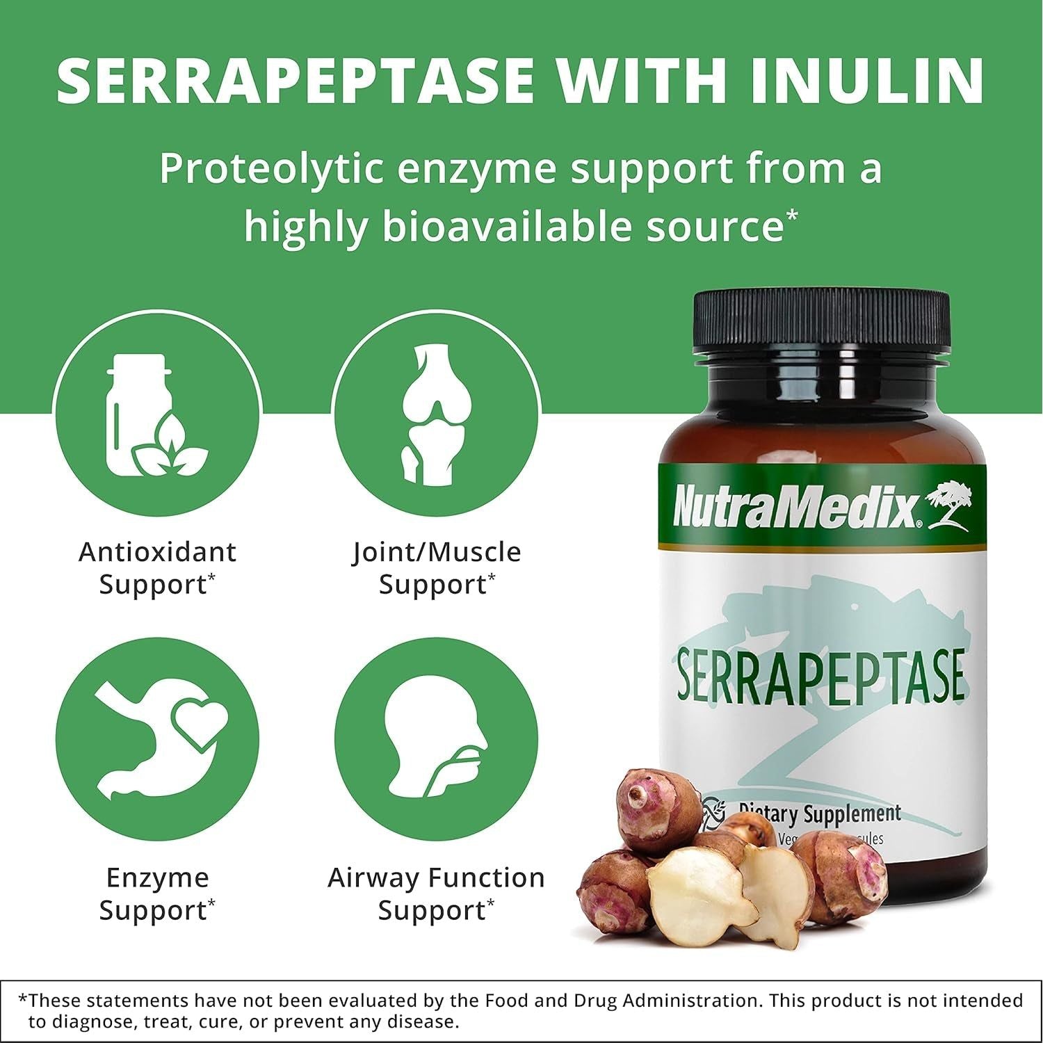 Nutramedix Serrapeptase Supplement with Proteolytic Digestive Enzymes (60 Capsules)