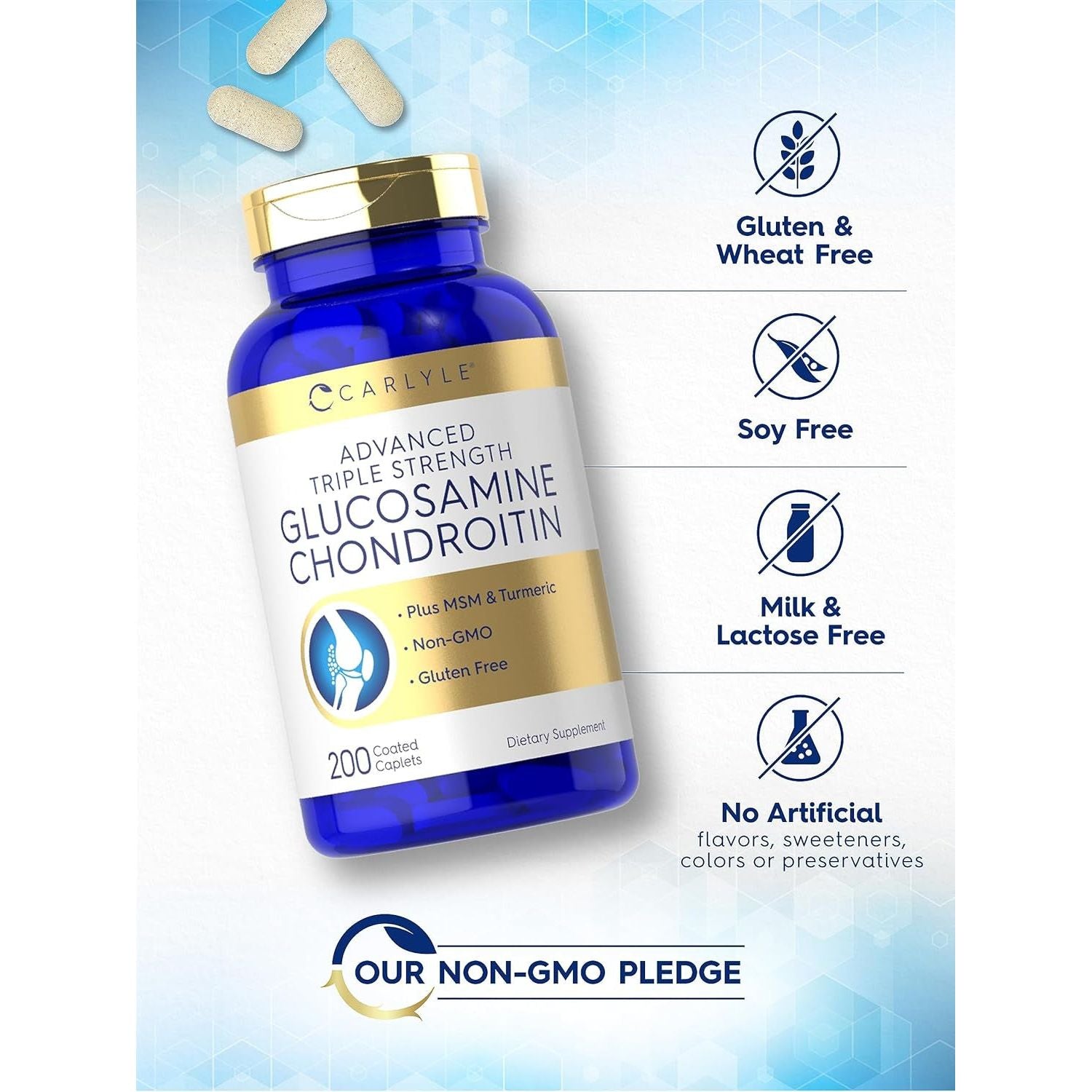 Carlyle Glucosamine Chondroitin MSM Turmeric | 4050 Mg | 200 Count 