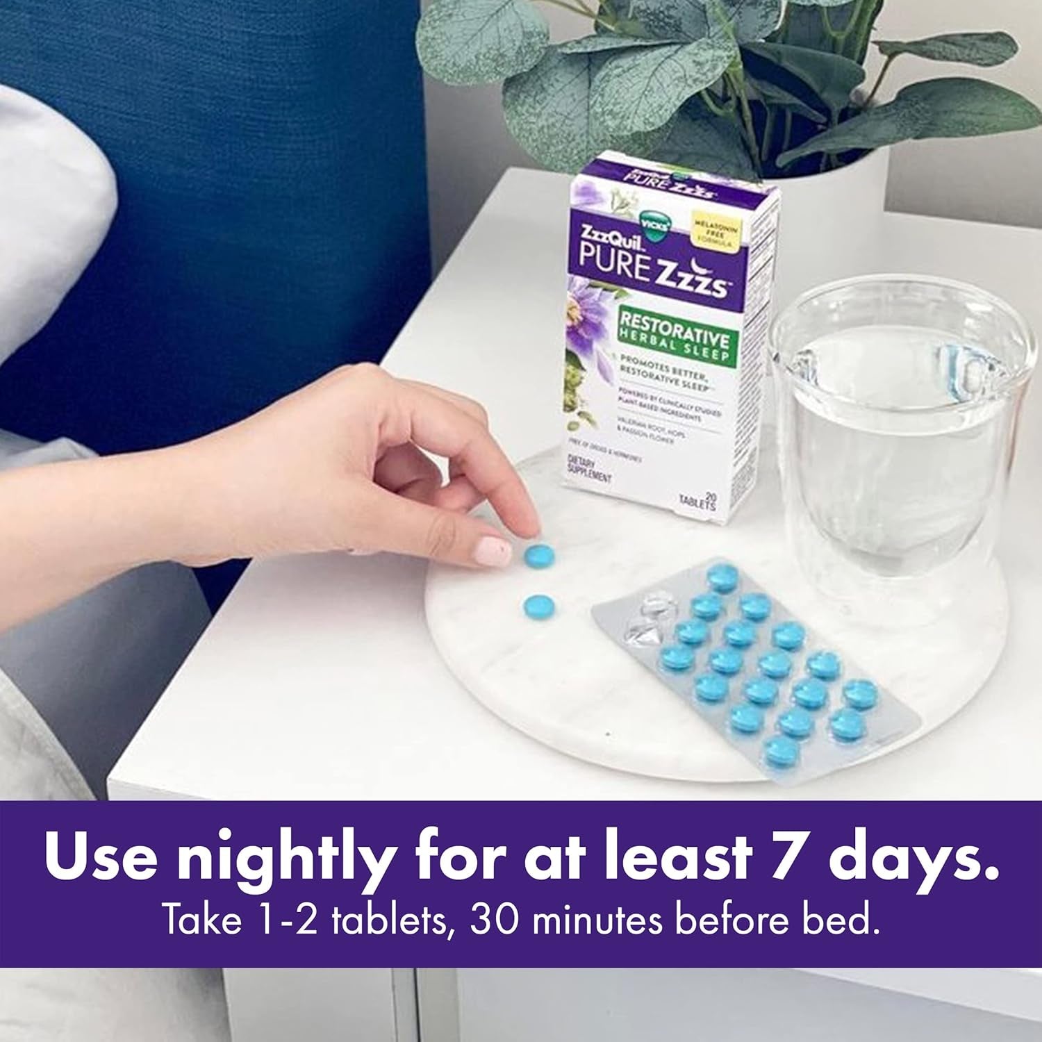 Zzzquil PURE Zzzs Restorative Herbal Sleep Tablets 60 Count