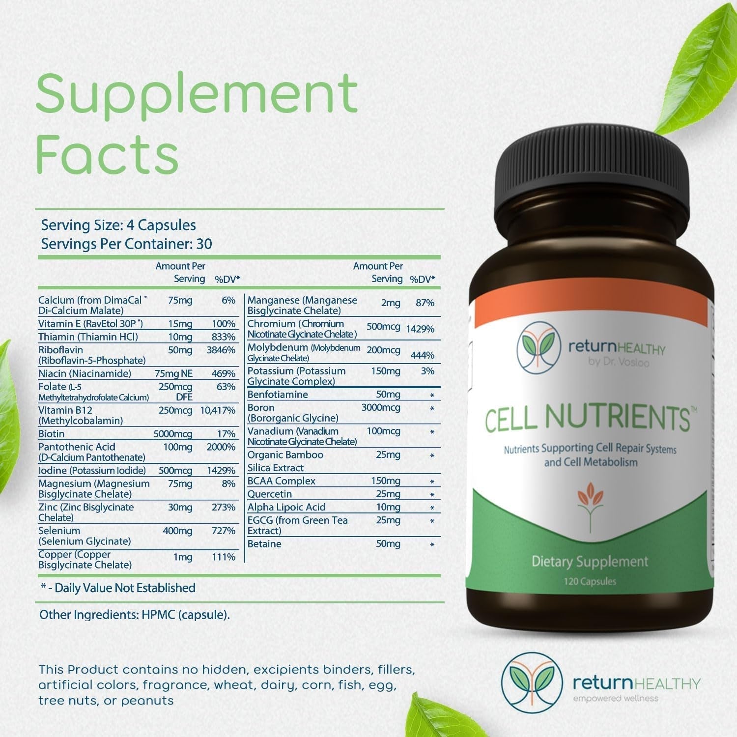 Cell Nutrients | Promotes Cell and Membrane Repair & Cell Metabolism 120 Caps