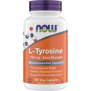 Now Supplements - L-Tyrosine Supplement, 750Mg for Neurotransmitter Support & Mental Alertness 180 Capsules