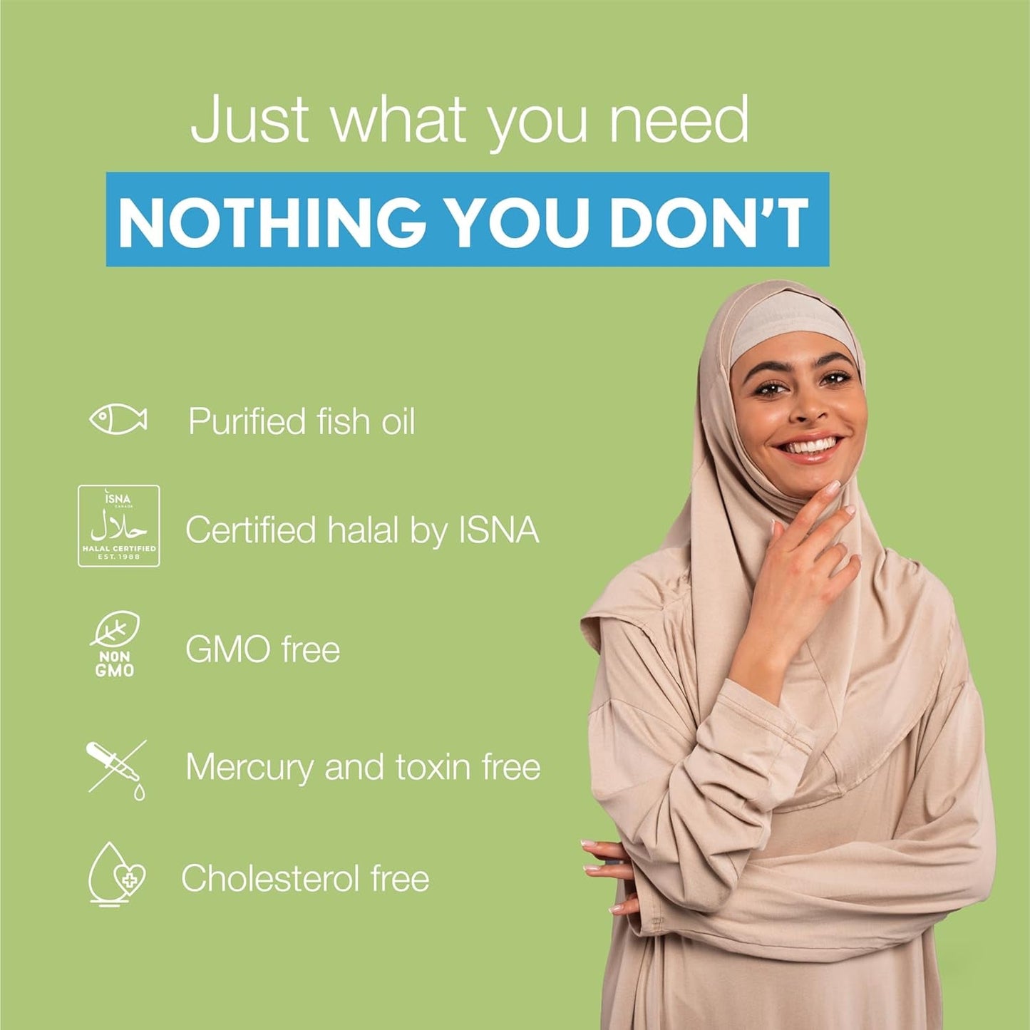 Noor Vitamins Halal Fish Oil, Ultra Omega 3 Wild Peruvian Fish Oil (800 Mg EPA & 400 Mg DHA) (120 Count)