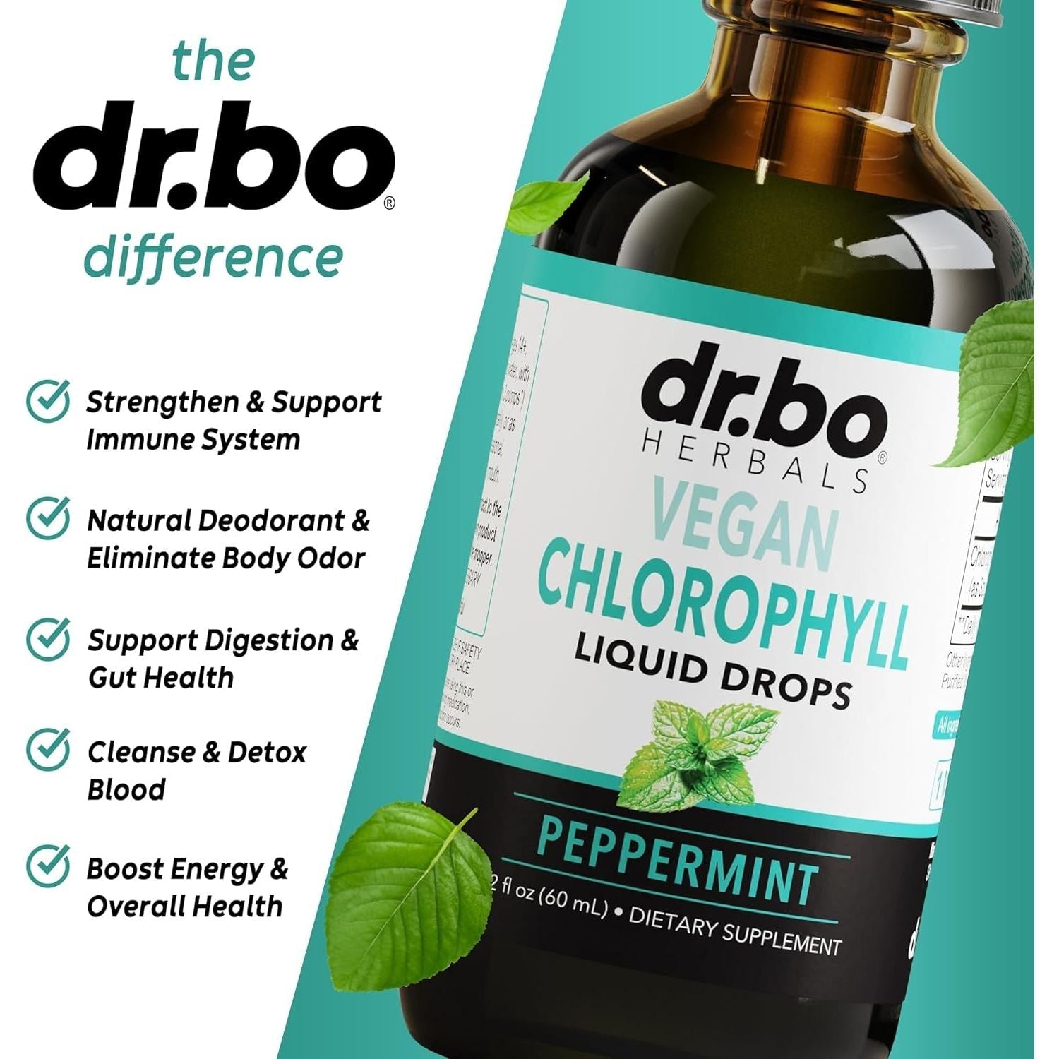 Chlorophyll Liquid Drops Body Detox - Vegan Liquid Chlorophyll Drops Odor Cleanse Supplement 2 Oz