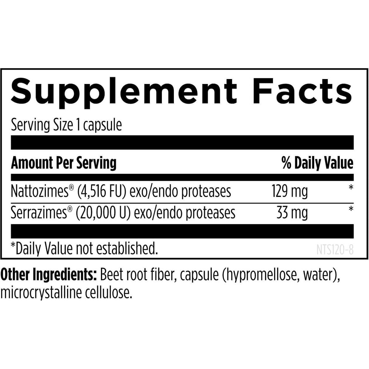Designs for Health Nattokinase with Serrapeptidase - Natto-Serrazime + Proteolytic Enzymes (120 Capsules)