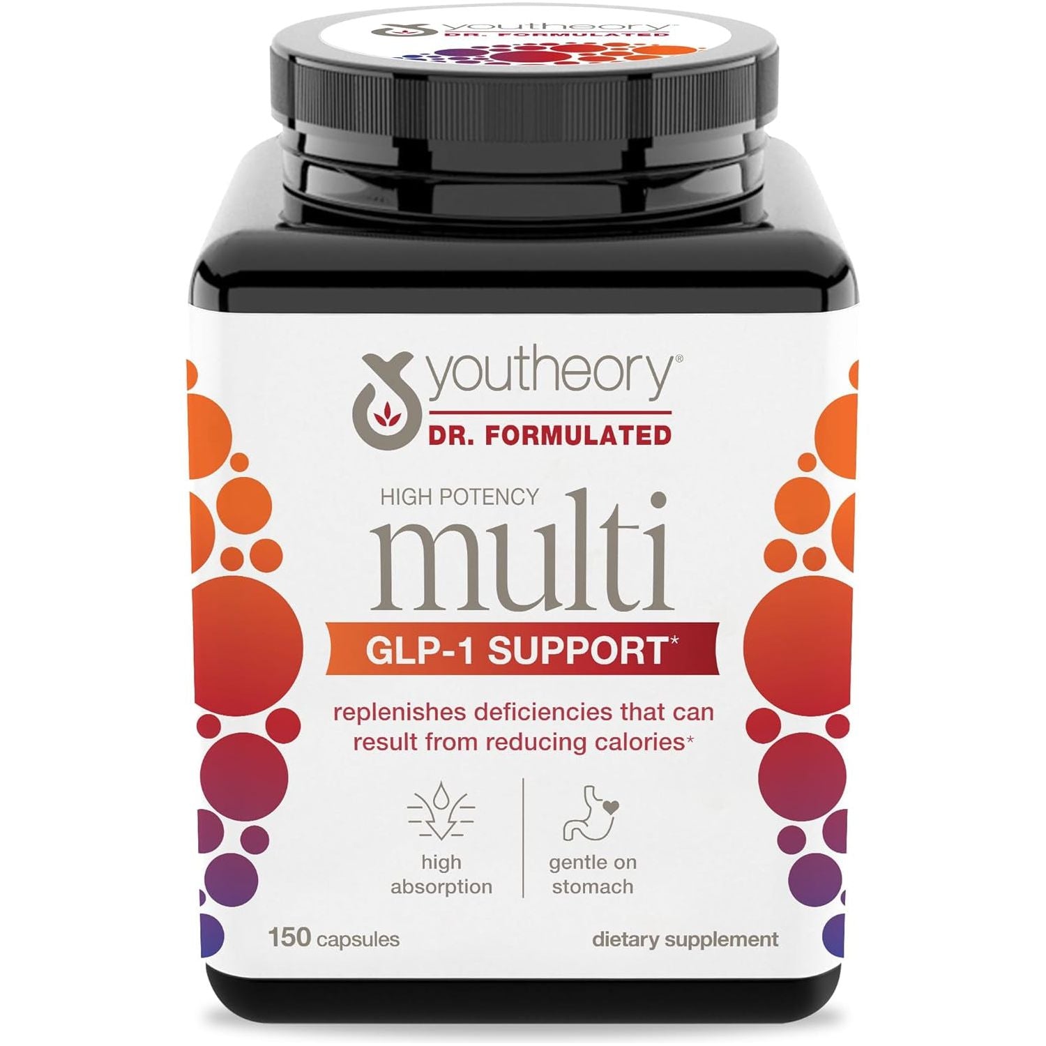 Youtheory High Potency Multi GLP-1 Support - for Immune Support & Bone Health - 150 Vegetarian Capsules