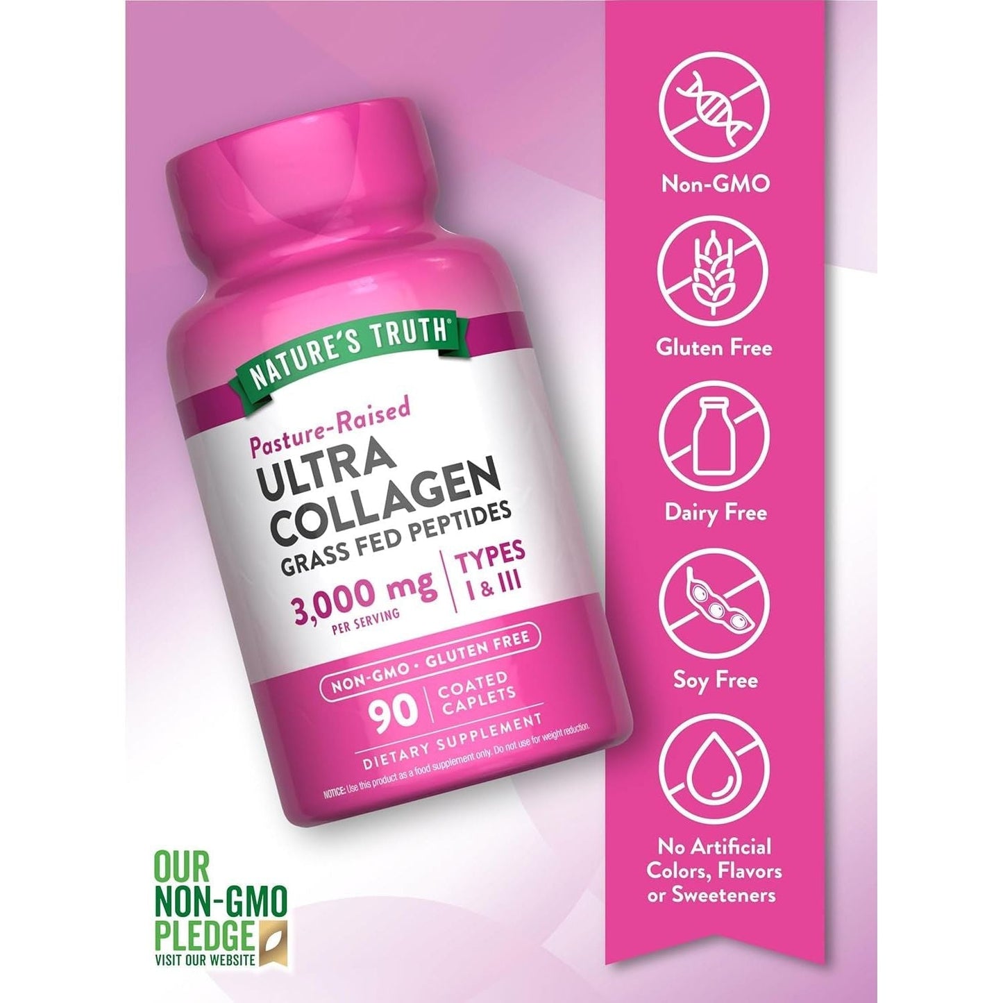 Nature'S Truth Collagen Peptides | 90 Caplets | Type 1 and 3 with Vitamin C