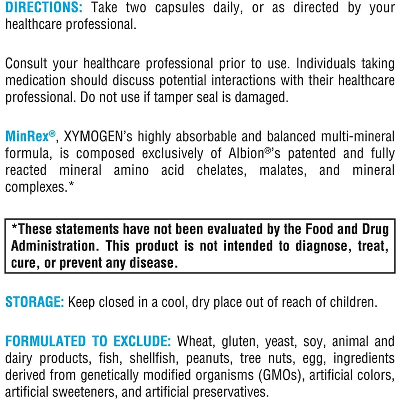 XYMOGEN Calcium, Magnesium Zinc Minrex Multi-Mineral Supplements - 120 Capsules