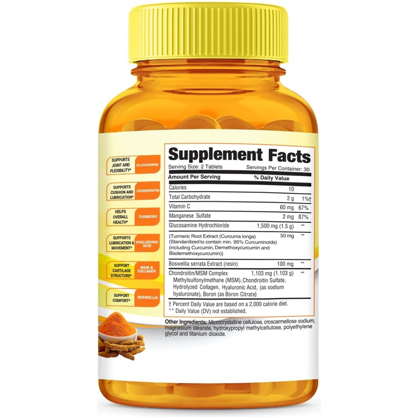 Greenfield Nutritions Ultra Joint Halal Vitamins - Glucosamine Chondroitin/Msm with Turmeric, Collagen, Vitamin C, and Manganese 60 Halal Tablets