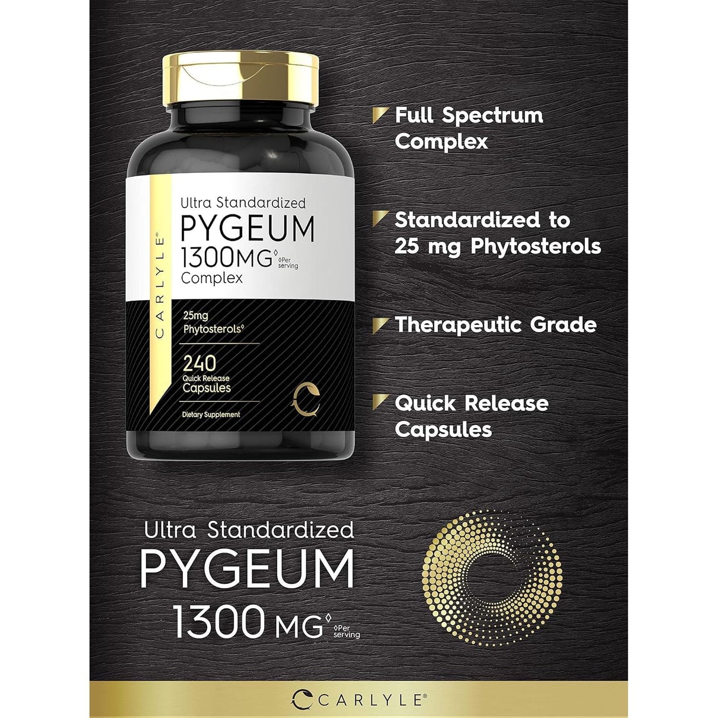 Carlyle Pygeum Supplement | Africanum Bark Extract Supplement (1300Mg/240 Capsules)