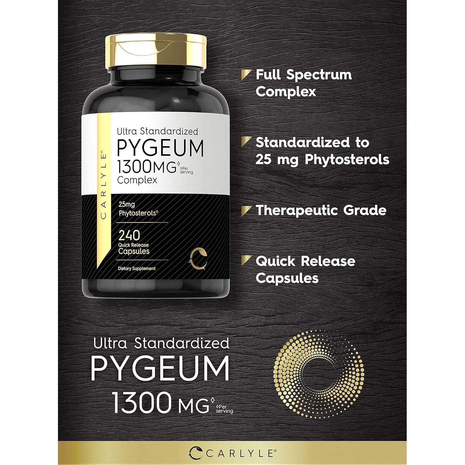 Carlyle Pygeum Supplement | Africanum Bark Extract Supplement (1300Mg/240 Capsules)