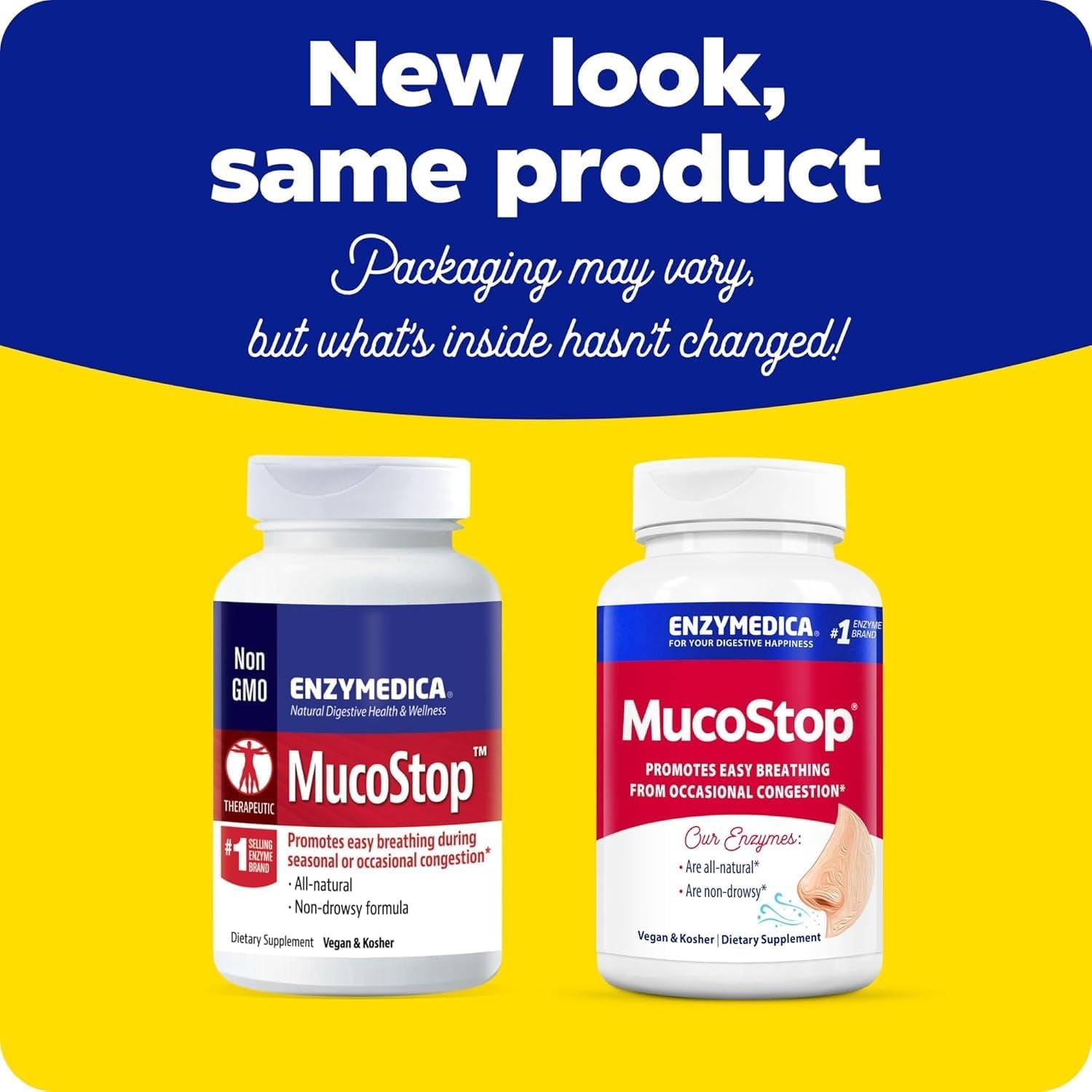 Enzymedica, Mucostop, Natural Enzyme Supplement, Relieves Seasonal or Occasional Congestion, Supports Easy Breathing, 48 Count