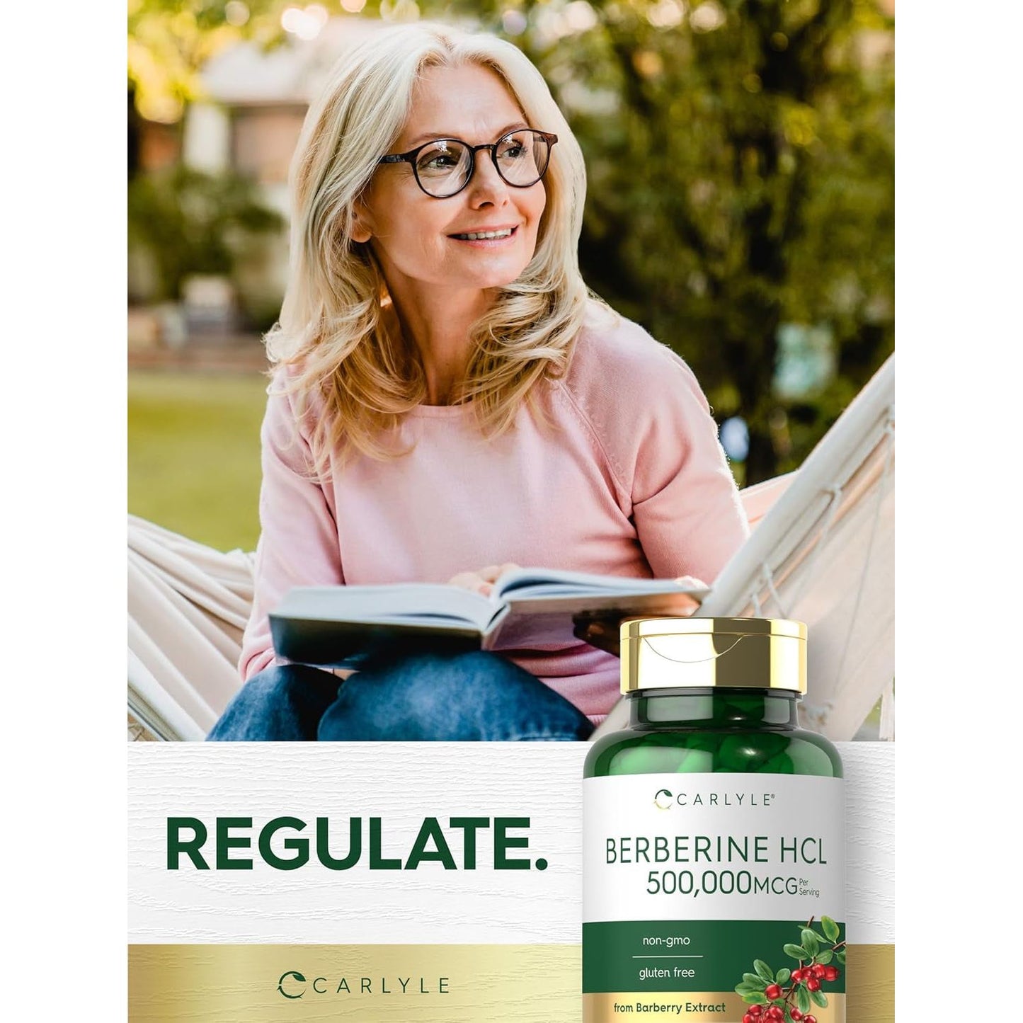 Carlyle Berberine HCL Supplement | 500,000Mcg | 60 Capsules | Vegetarian, Non-Gmo, Gluten Free