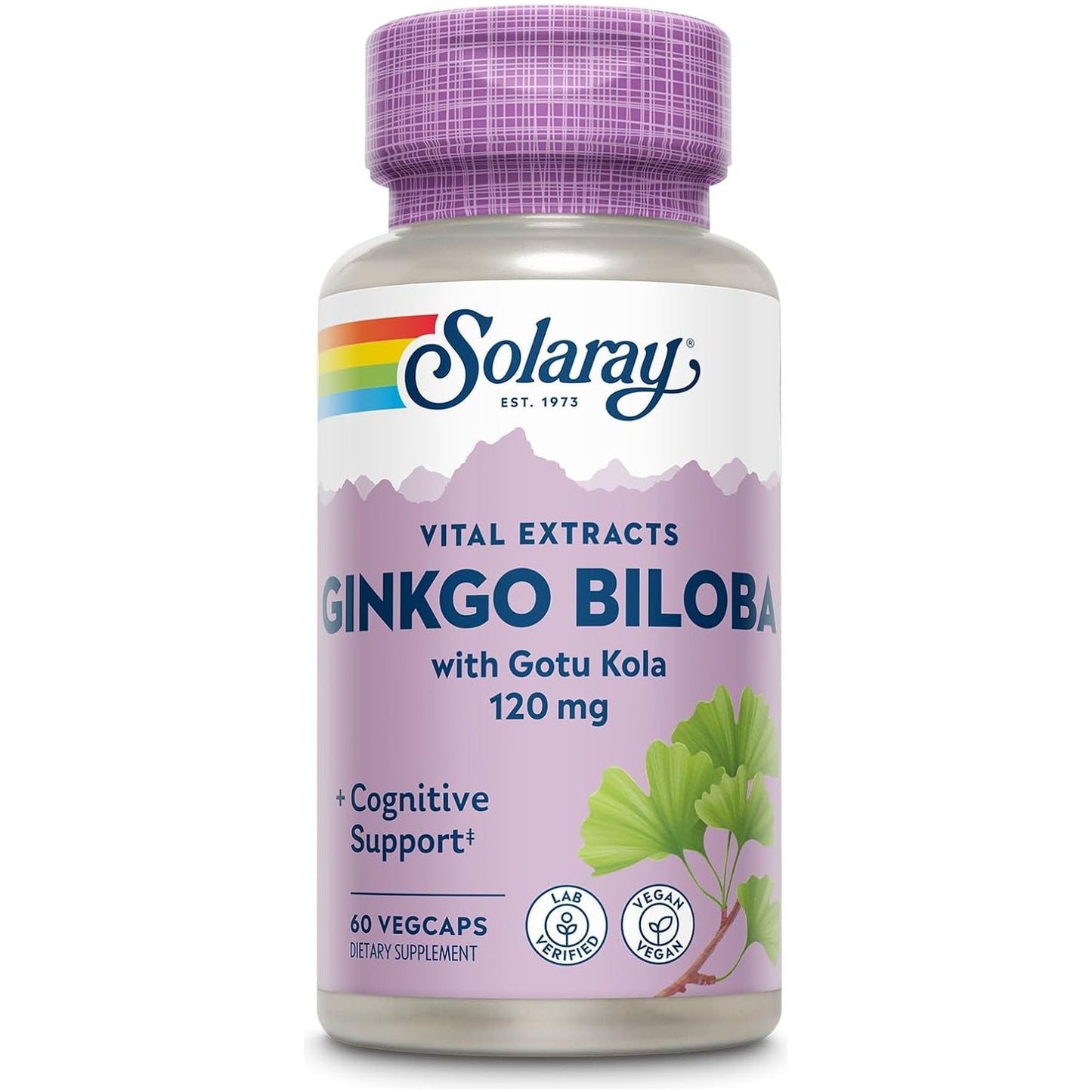 SOLARAY Ginkgo Biloba Extract with Gotu Kola - Ginko Biloba Capsules for Brain Health Support  60 Servings