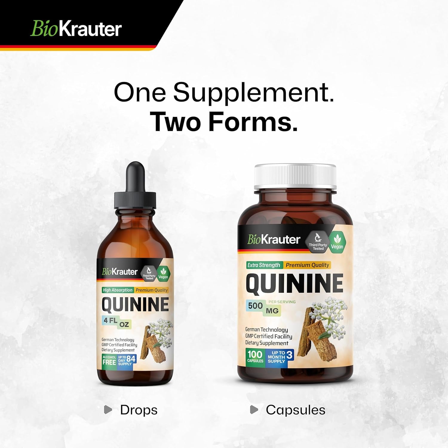 BIO KRAUTER Quinine for Leg Cramps Tincture - Cinchona Bark Extract - 4 Fl.Oz.