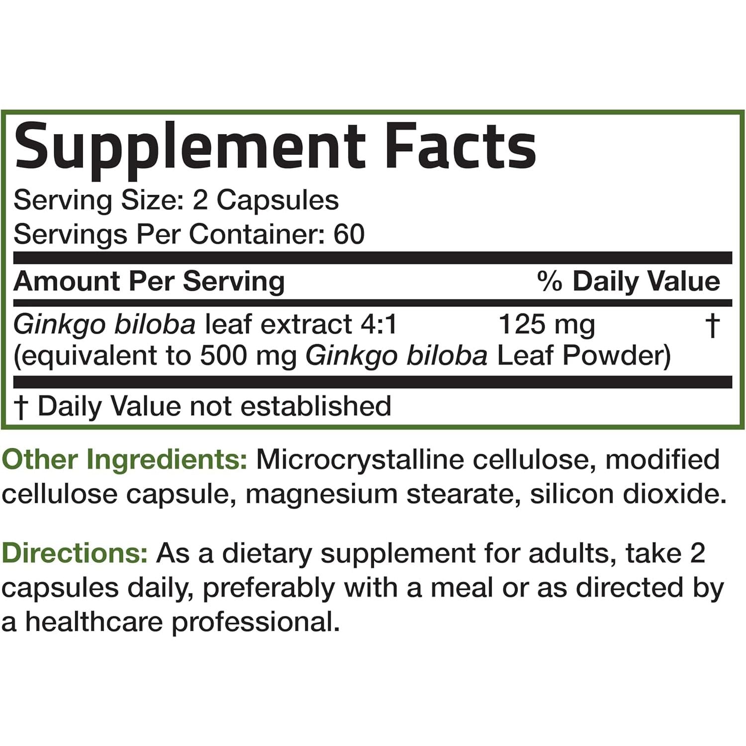 Bronson Ginkgo Biloba Extra Strength Supports Brain Function & Memory Support, 120 Vegetarian Capsules