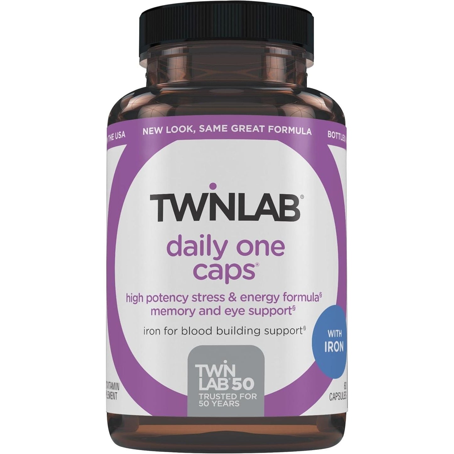Twinlab Daily One Caps with Iron - Nutritional Supplement with Iron, Zinc, B Vitamins, and More - 60 Capsules