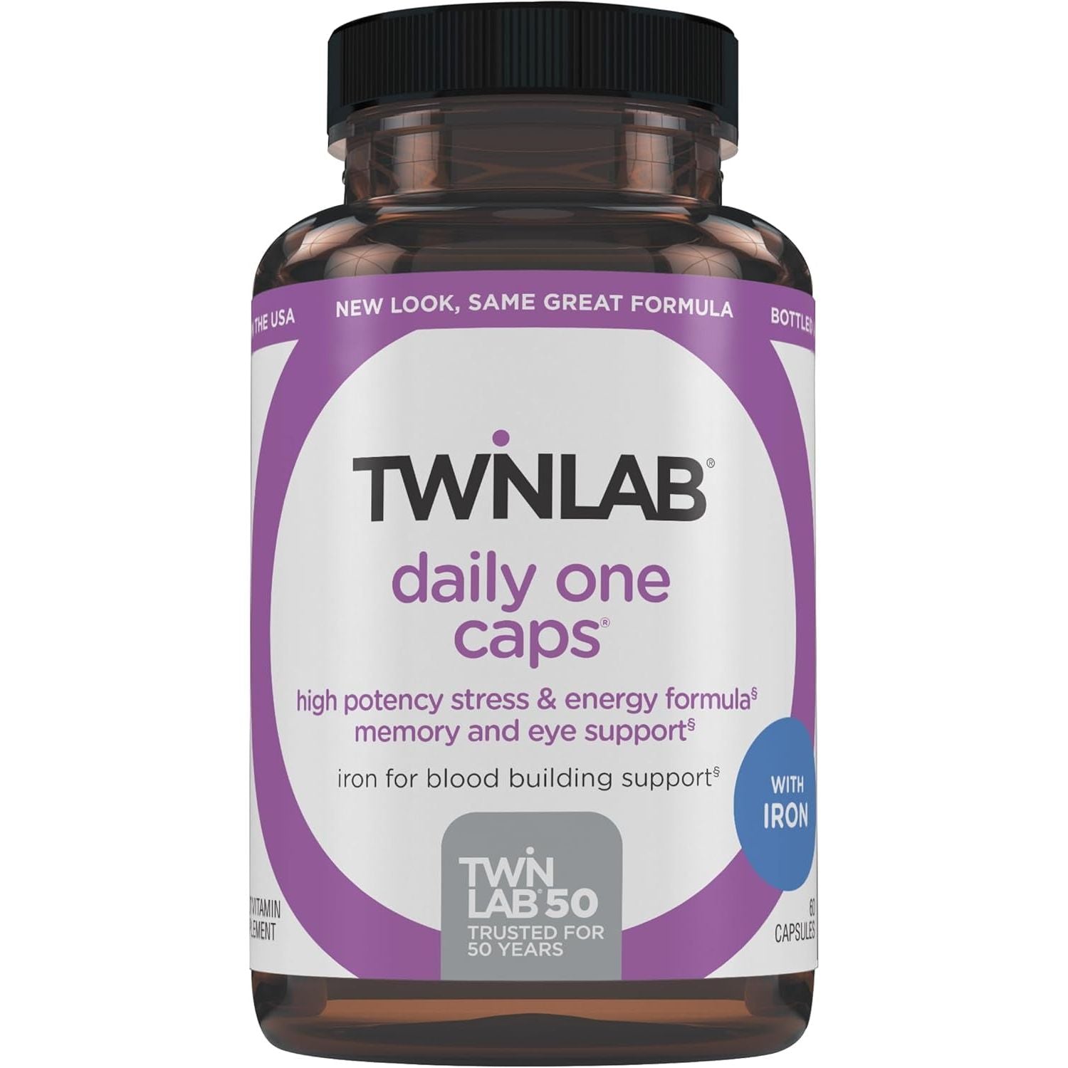 Twinlab Daily One Caps with Iron - Nutritional Supplement with Iron, Zinc, B Vitamins, and More - 60 Capsules