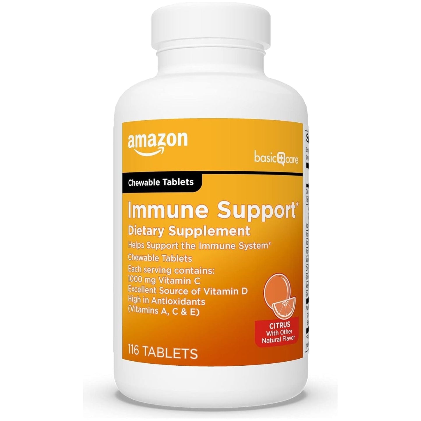 Amazon Basic Care Immune Support Citrus Chew Tablets, 116 Count