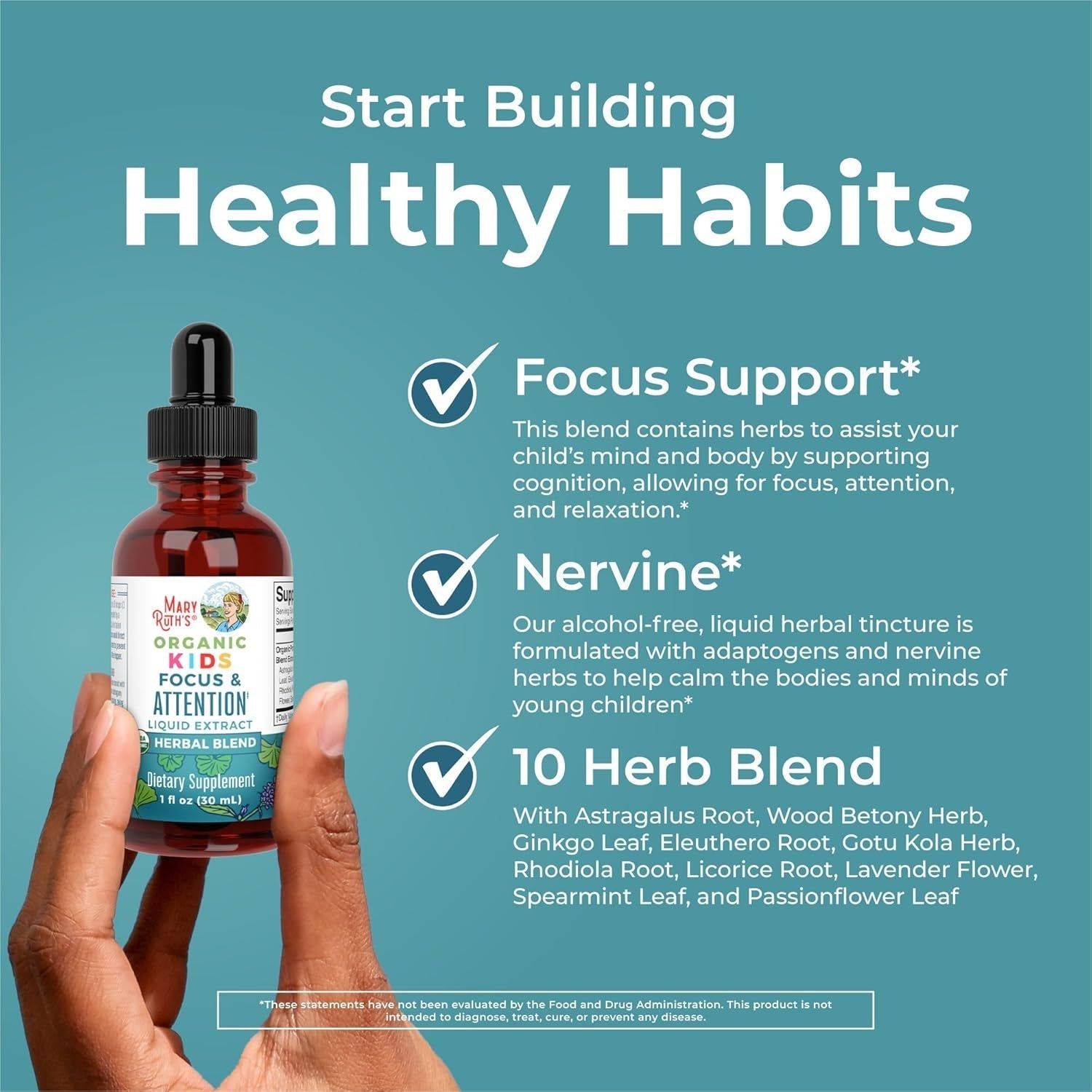 Maryruth Organics Kids Brain Supplements for Memory and Focus 30 Servings