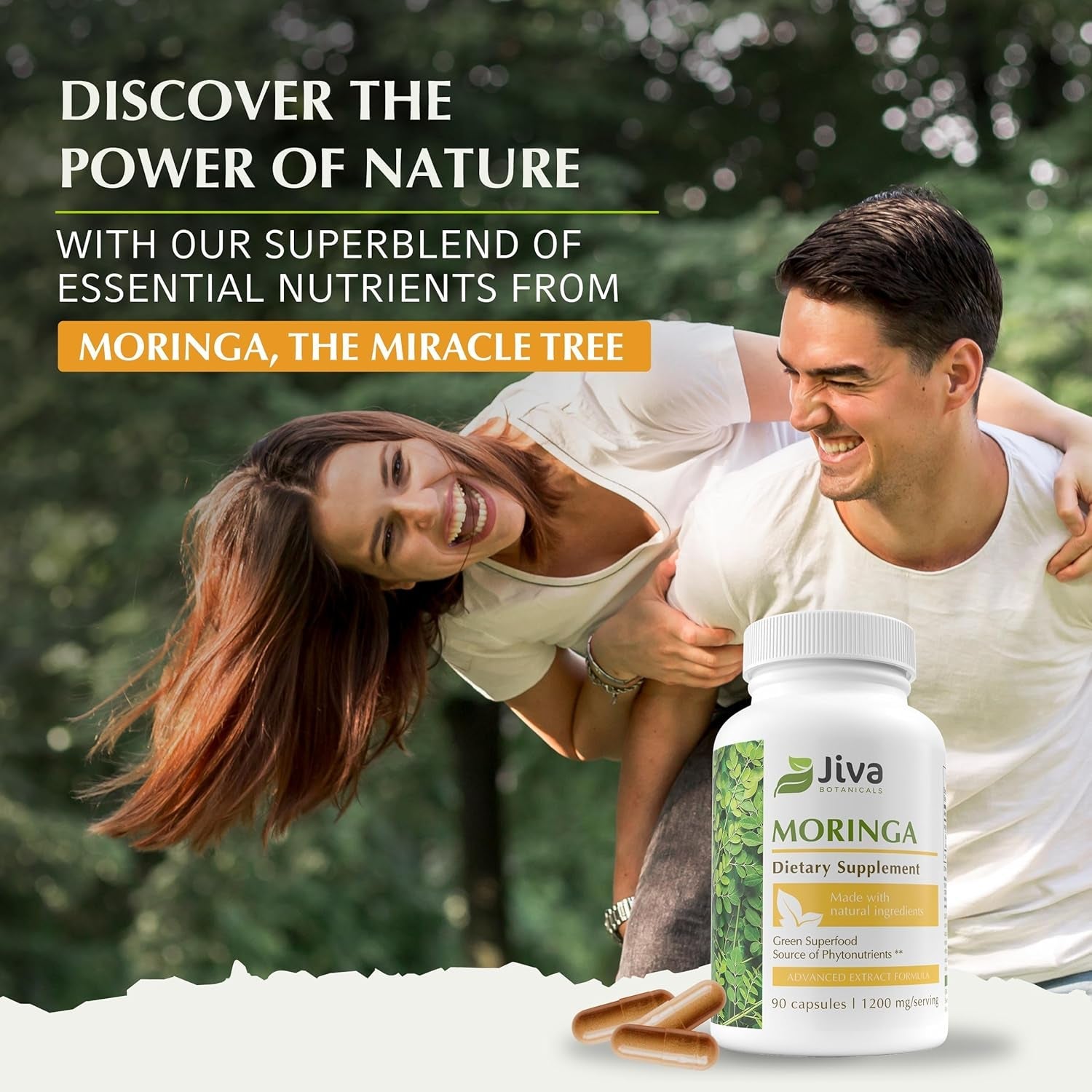 Jiva Botanicals Moringa Leaves Extract Capsules for Immune and Normal Joint Support - 90 Capsules