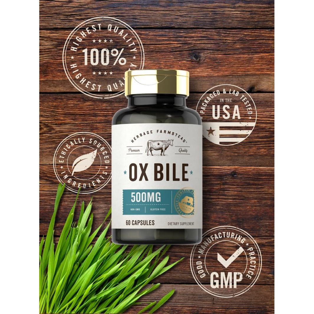 Carlyle Ox Bile Supplement | 500Mg | 60 Capsules | Digestive Enzyme by Herbage Farmstead