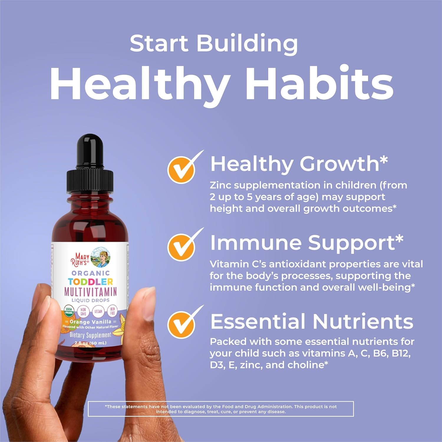 Maryruth Organics Kids Multivitamin for Toddlers for Kids Ages 1-3 | Toddler Immune Support & Overall Wellness | 2 Fl Oz
