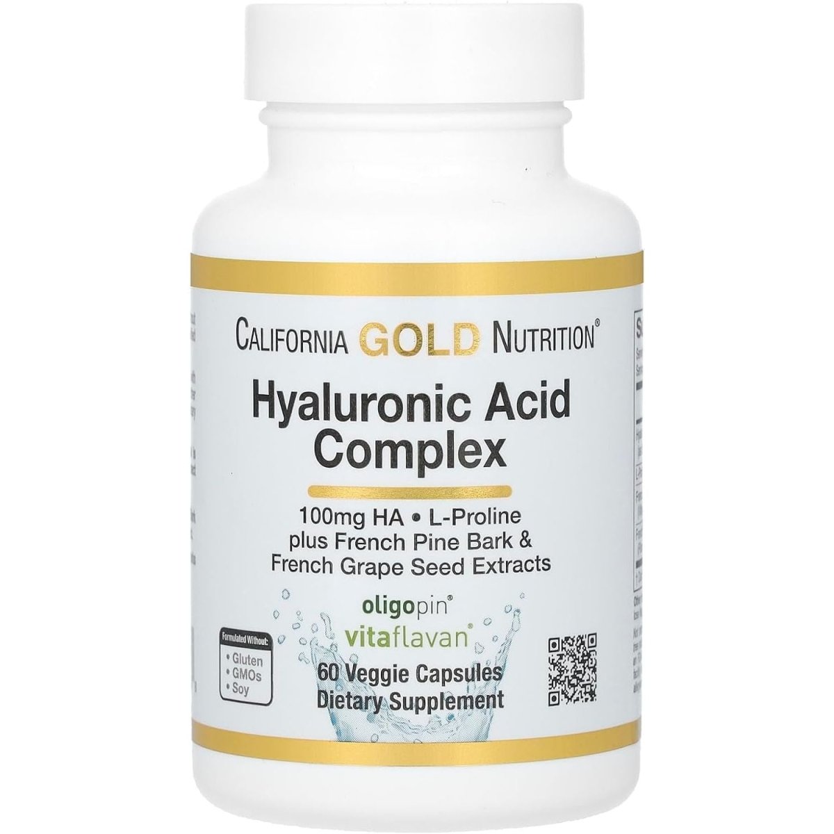 California Gold Nutrition Hyaluronic Acid Complex, 60 Veggie Capsules - Suppviv